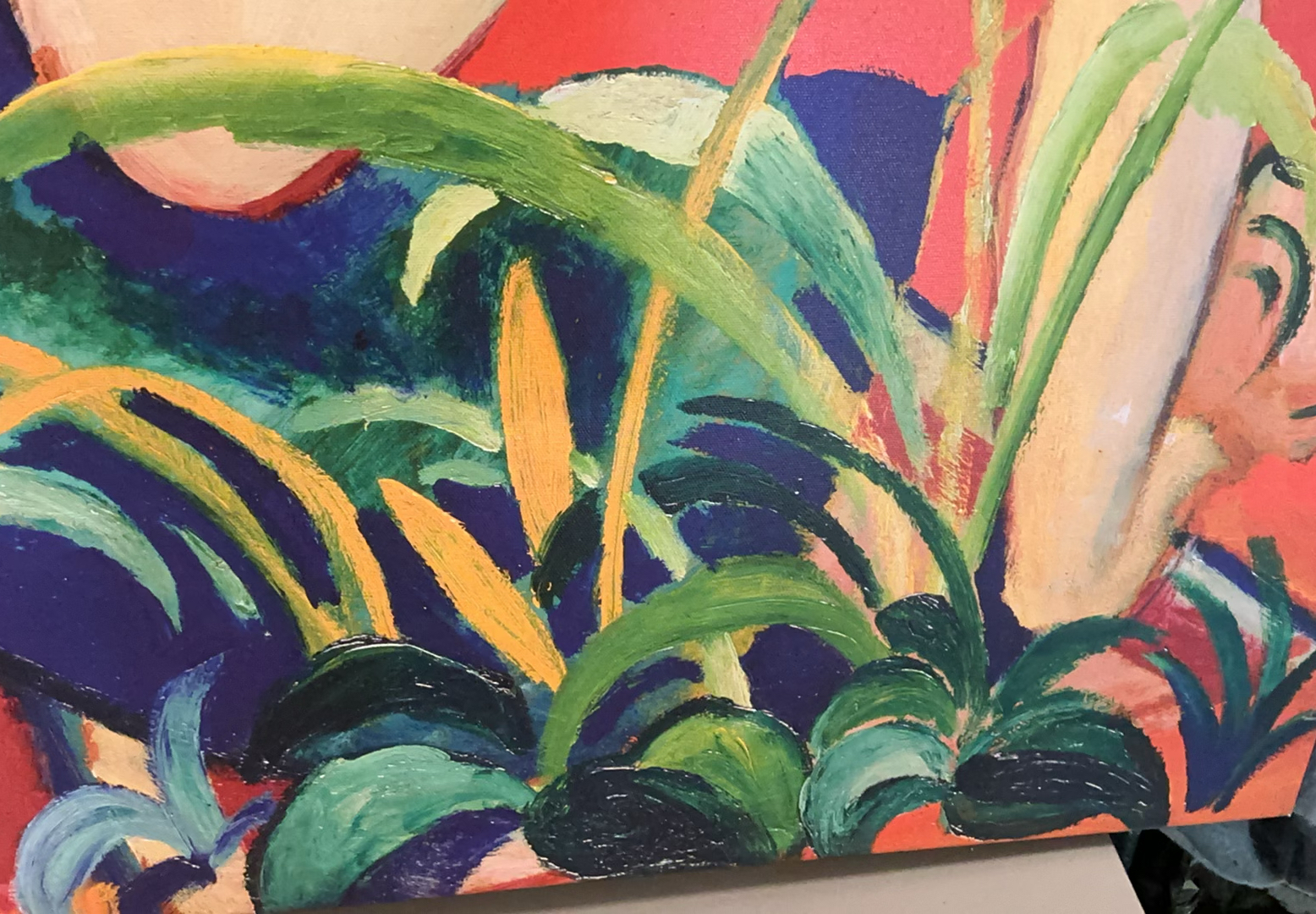Large Brightly Colorful Canvas of painting titled 'Oriental Woman', by Mackie - image 4 of 7