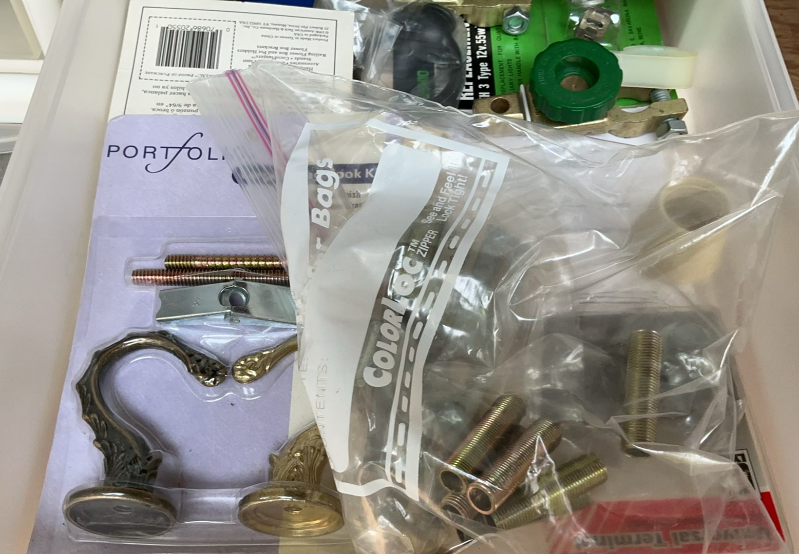 Assorted hardware and fasteners in plastic drawers - image 5 of 17