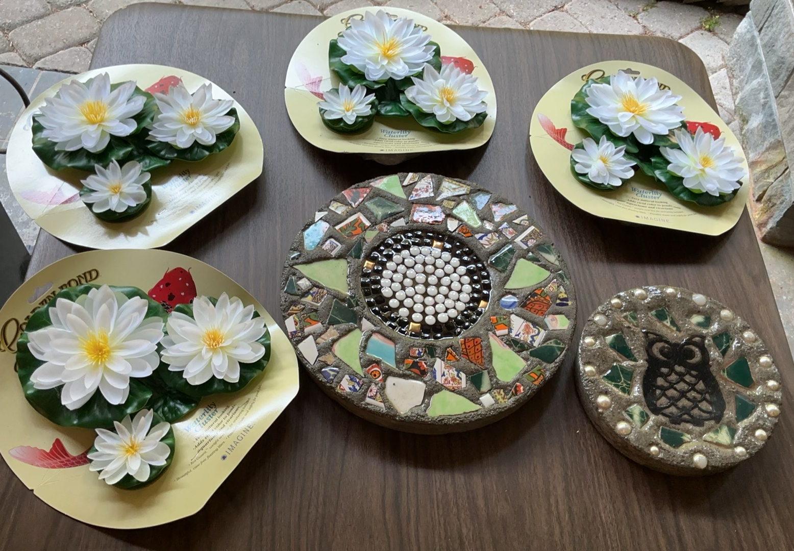 Mosaic Owl Plaques and Water Lily Cluster Arrangements - image 1 of 6