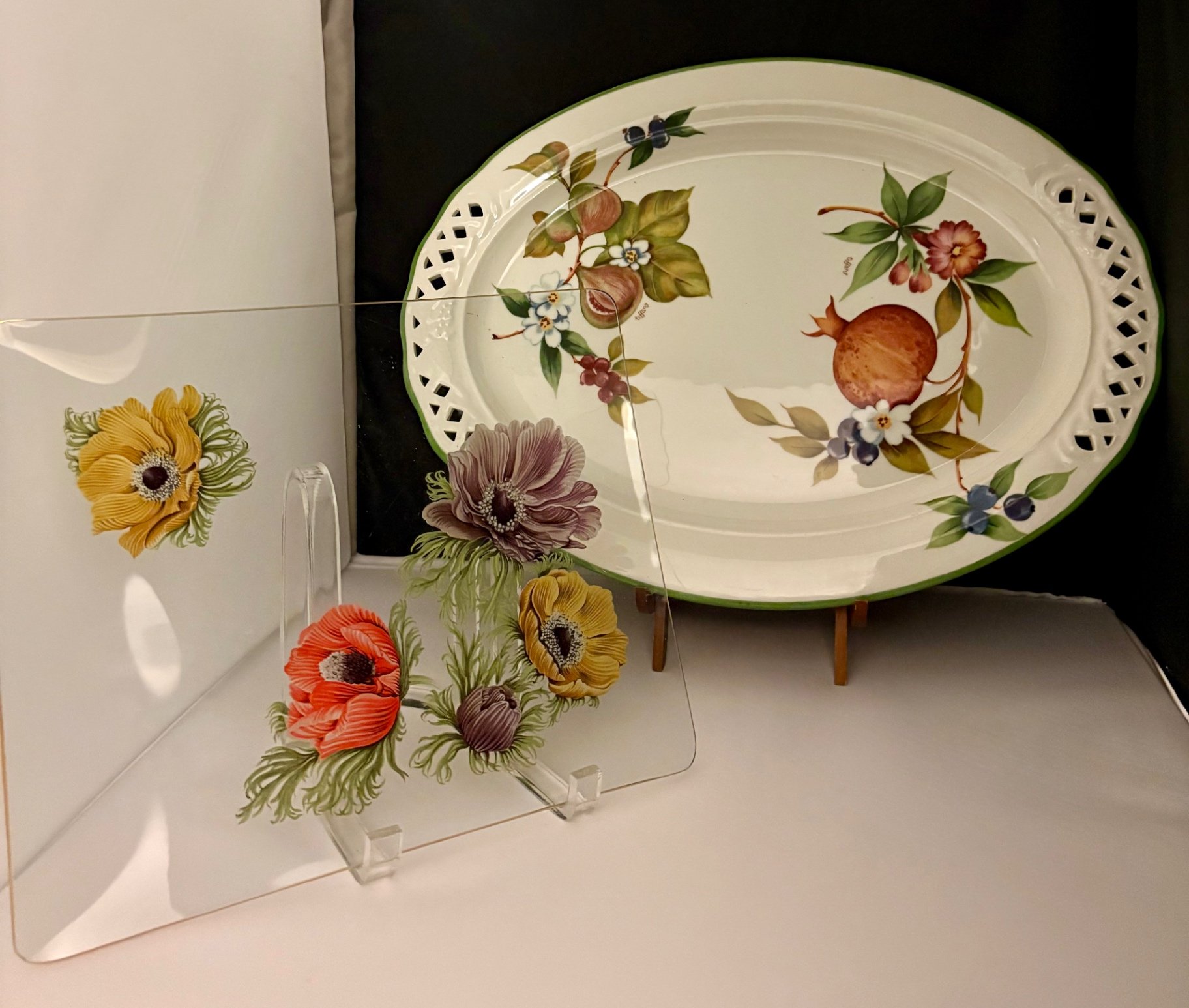 Brunelli Ceramic and Pilkington-Chance Glass Serving Platters  - image 1 of 3