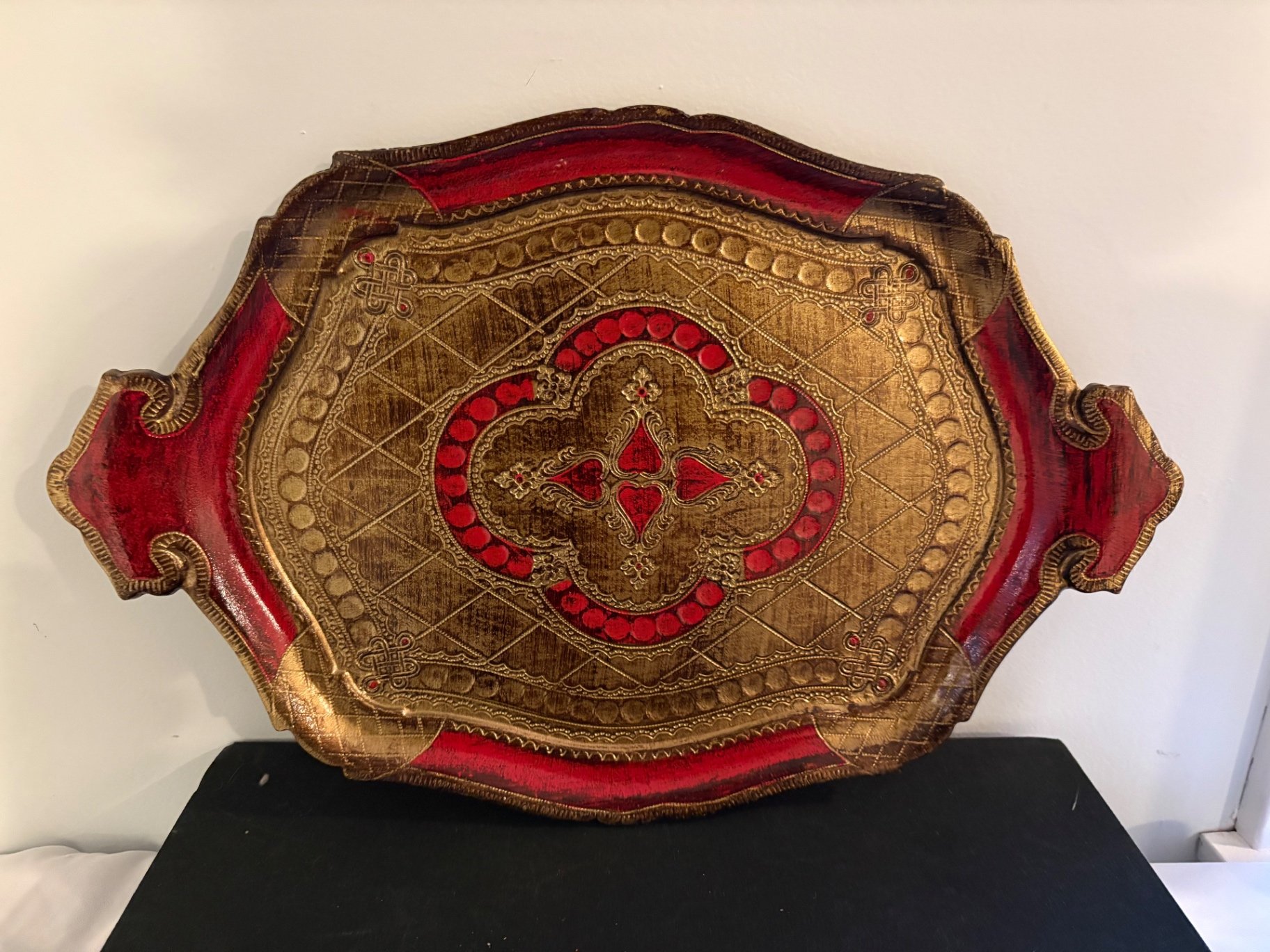 Vintage Sicilian Folk Art and Florentian Wooden Tole Tray - image 5 of 10