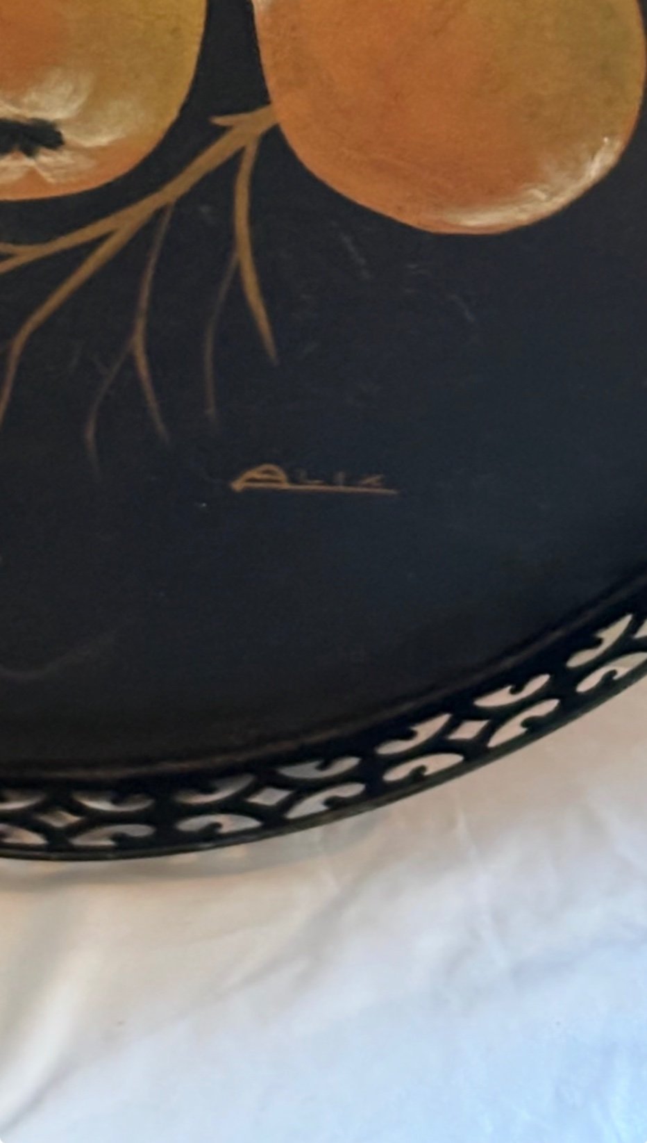 Vintage Signed Toleware Tray, by Alix Originals  - image 3 of 4
