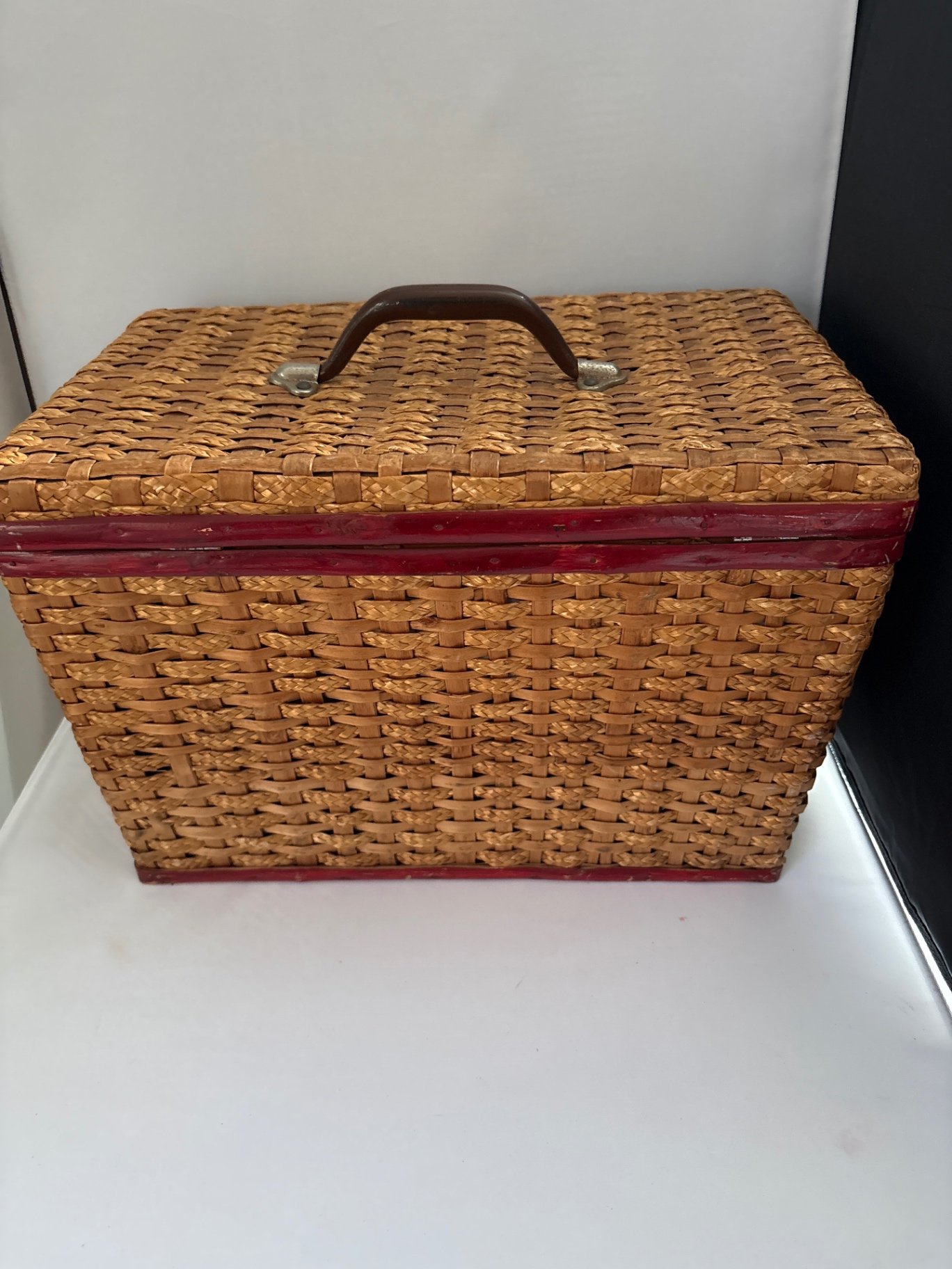 Mid Century Wicker Sewing Box with Sewing Accessories and Tools  - image 4 of 12