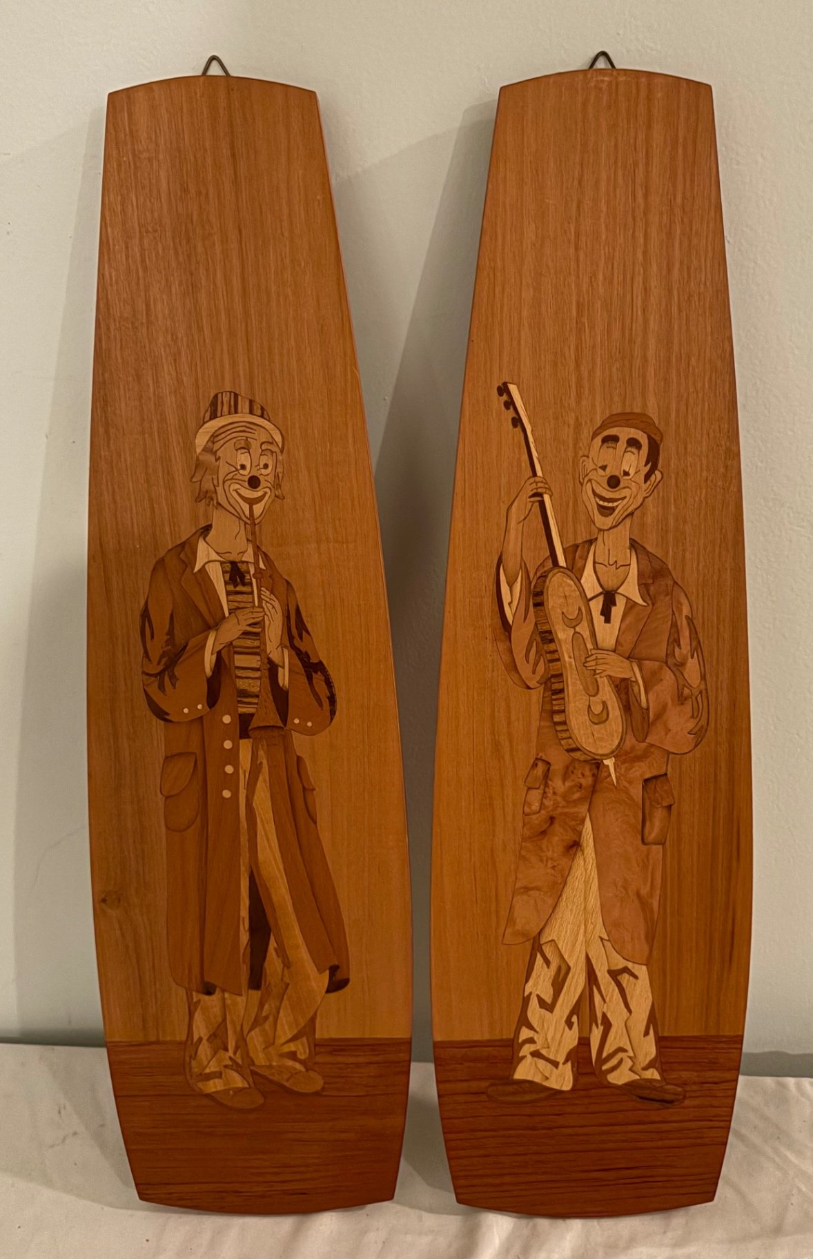 Vintage Italian “Sorrento Ware” Clown Musician Wood Plaques - image 1 of 4