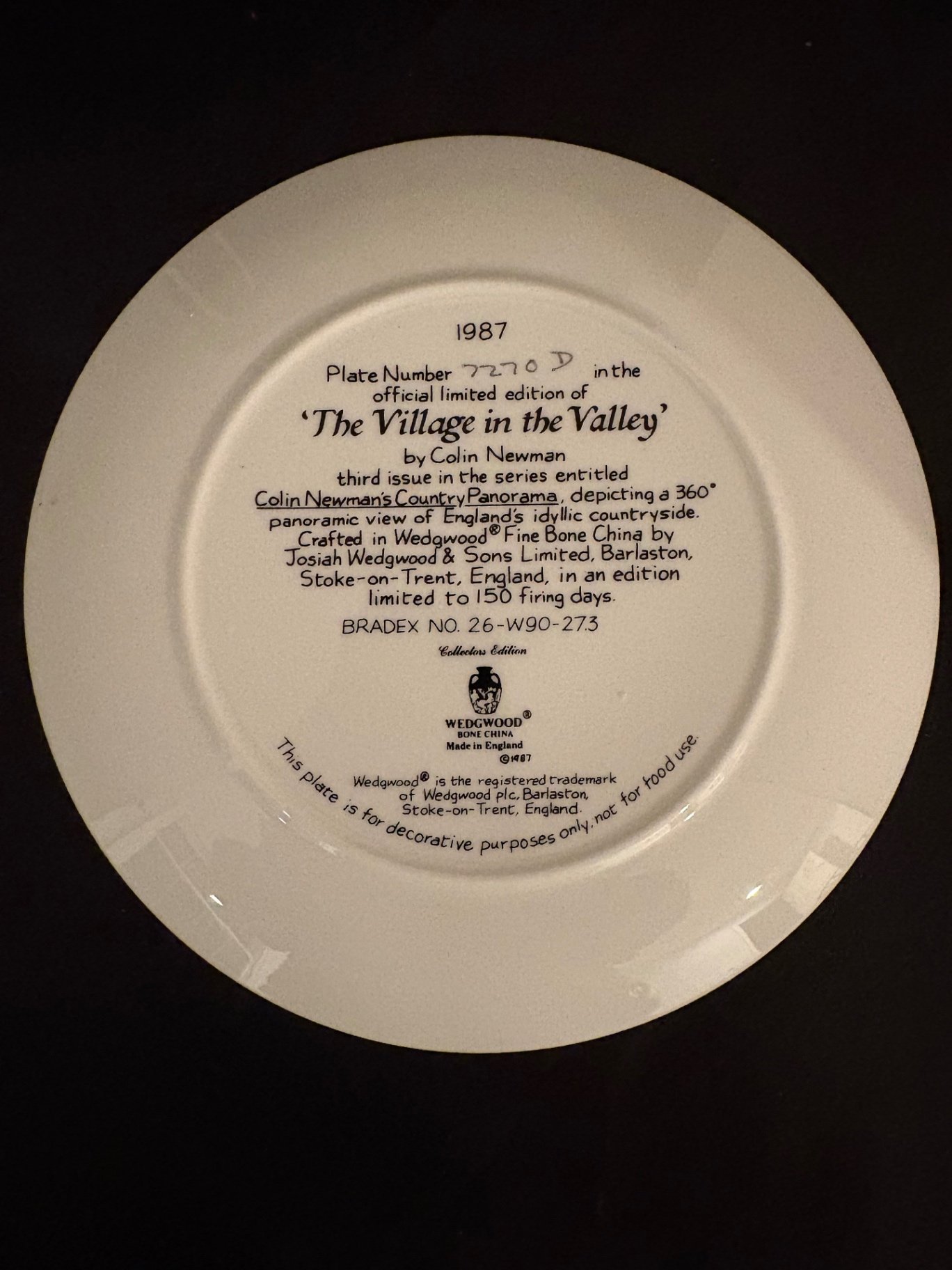Wedgwood China Collector’s Plate, “The Village in the Valley” - image 3 of 4