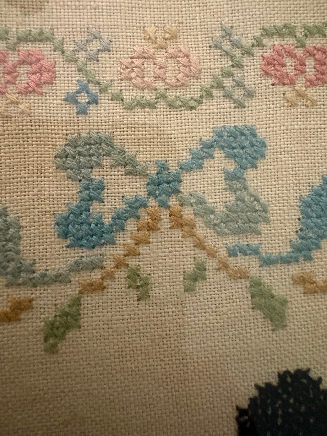 Vintage Cross Stitch Framed Embroidery , 1936 - image 4 of 6