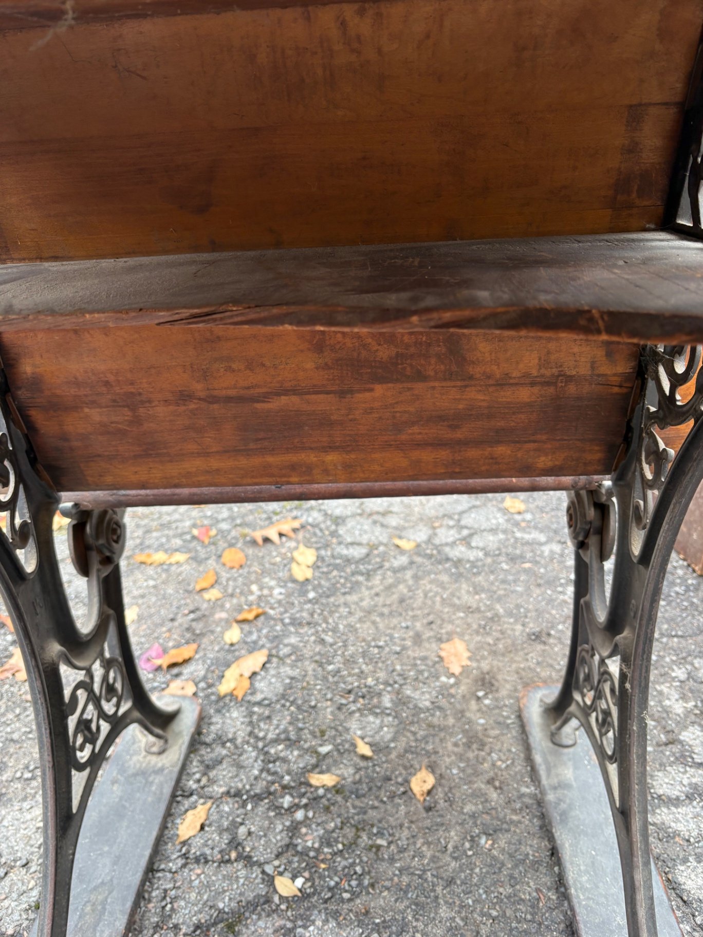 Antique Cast Iron & Wooden Student Desk with Bench - image 6 of 7