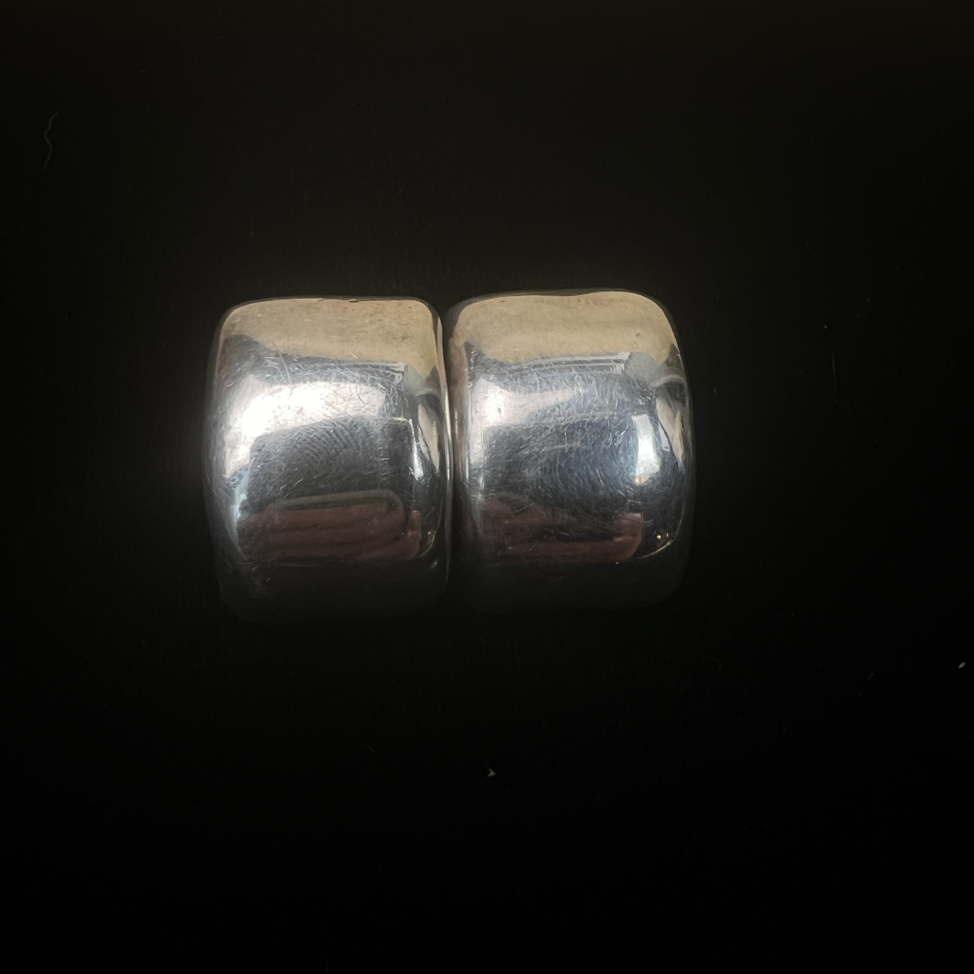 Bat Ami Sterling Silver Earrings Puffy Clip On Modernist  - image 2 of 6