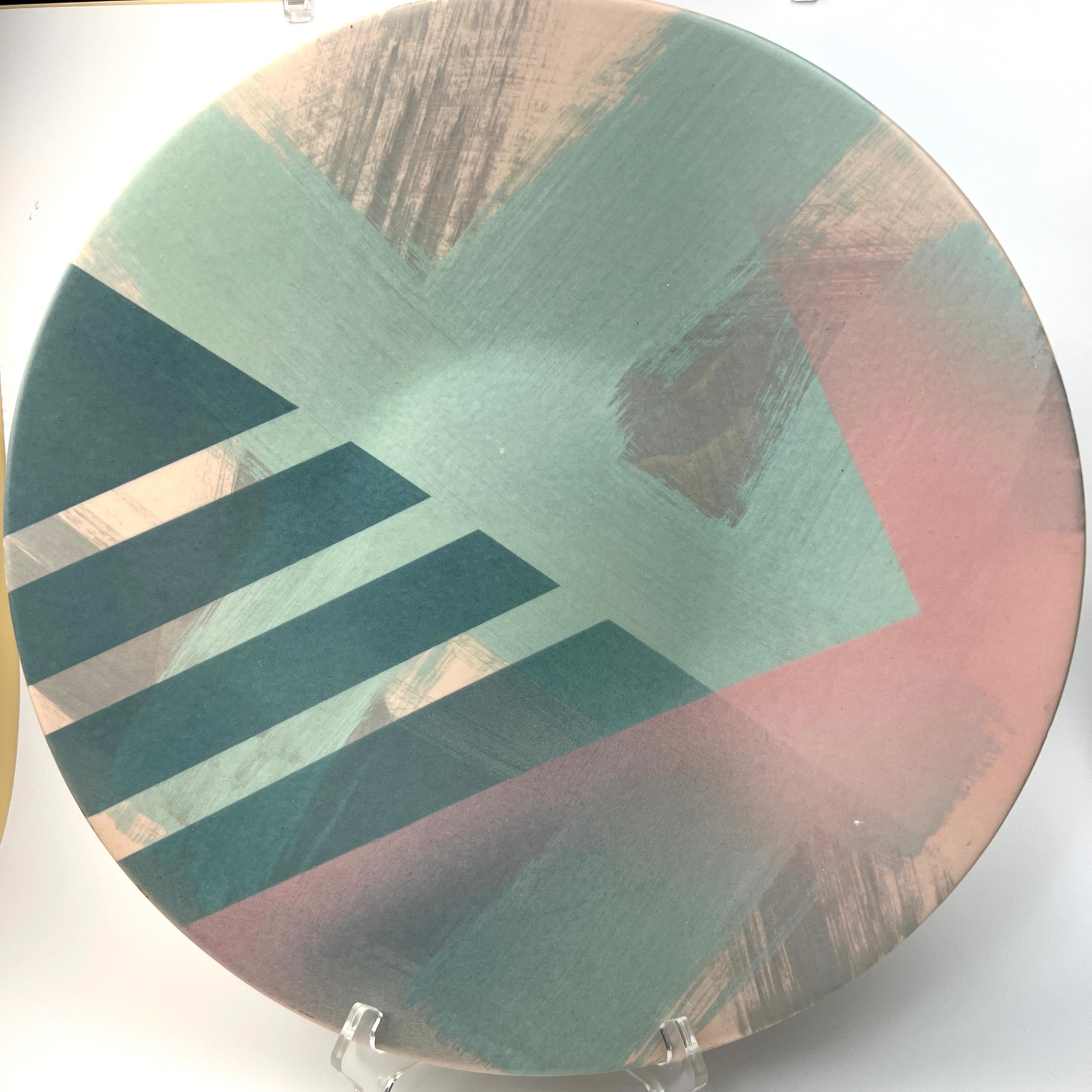 Huge John Bergen Studio Pottery Plate Charger Platter Memphis Milano 80s Style - image 1 of 6