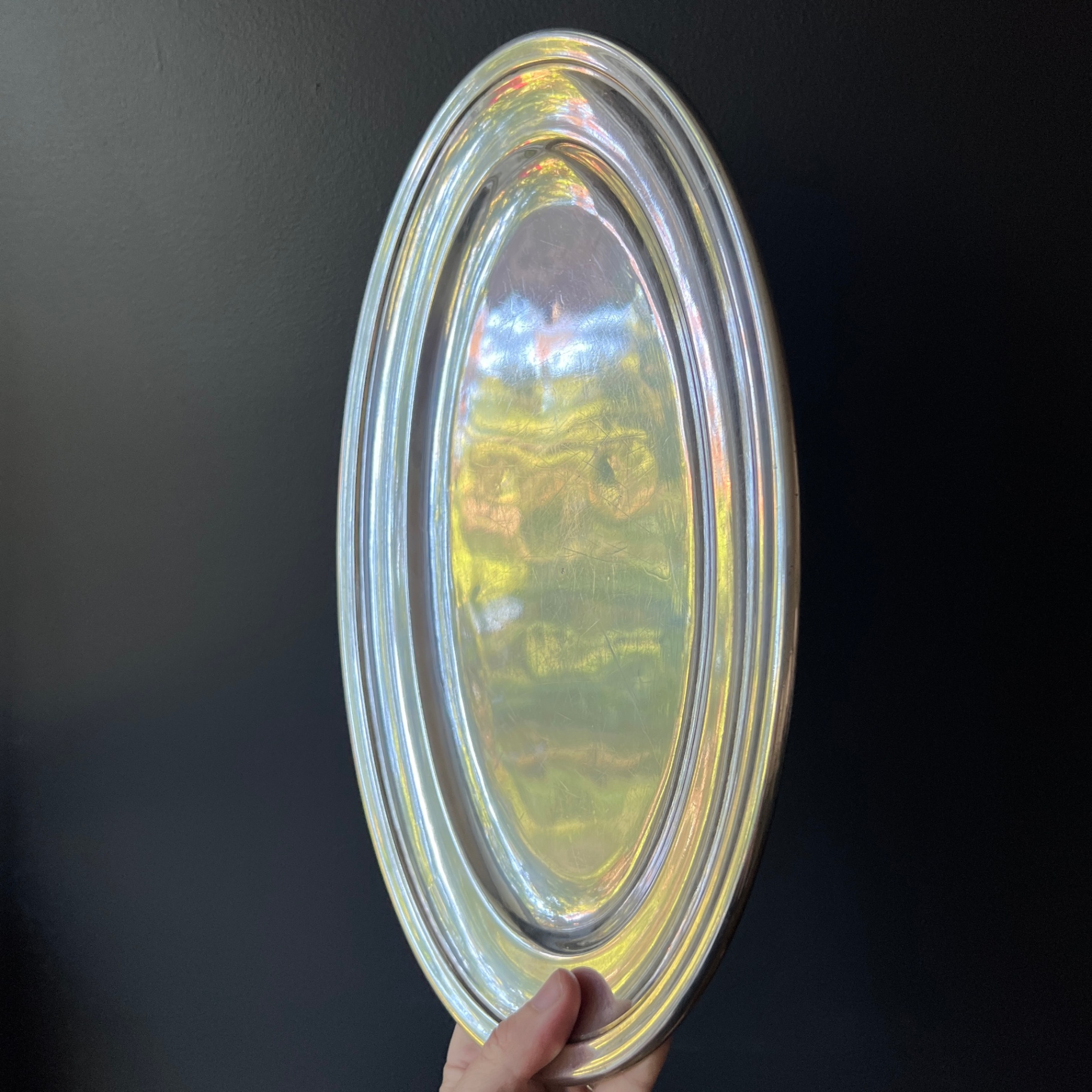 French Silver Plate Metal Blanc Oval Tray Vintage Heavy  - image 7 of 9