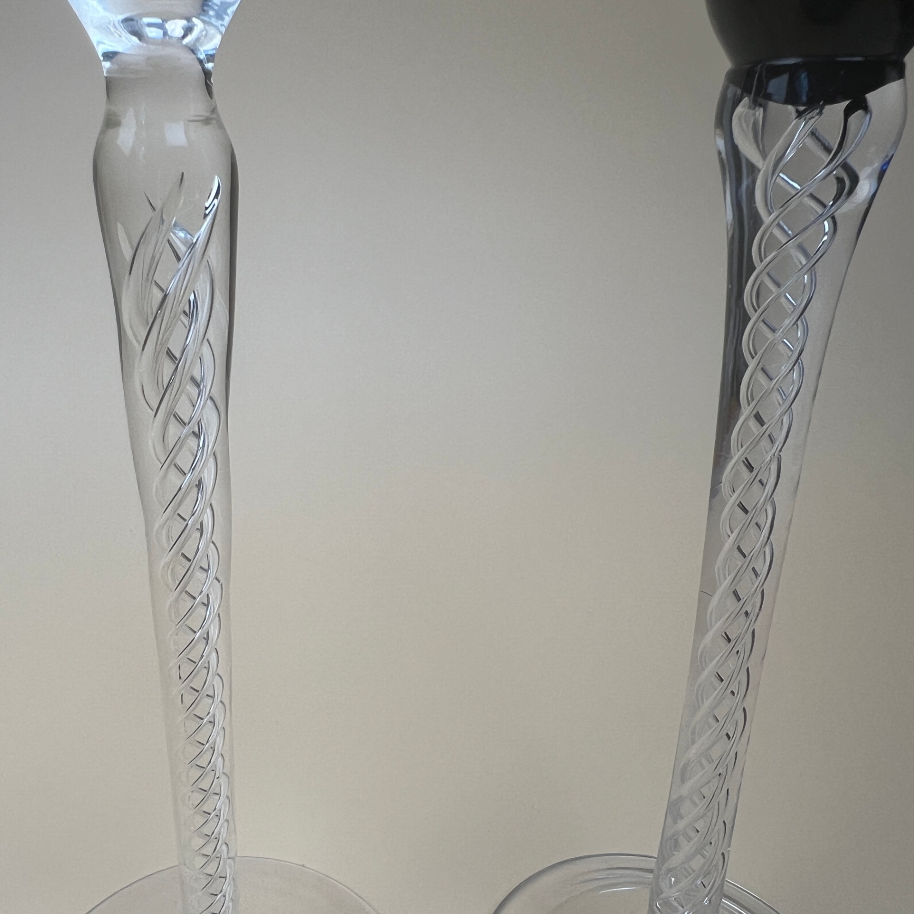 3 Air Twist Stem Jacobite Style Cordial Glasses Black and Clear  - image 2 of 5