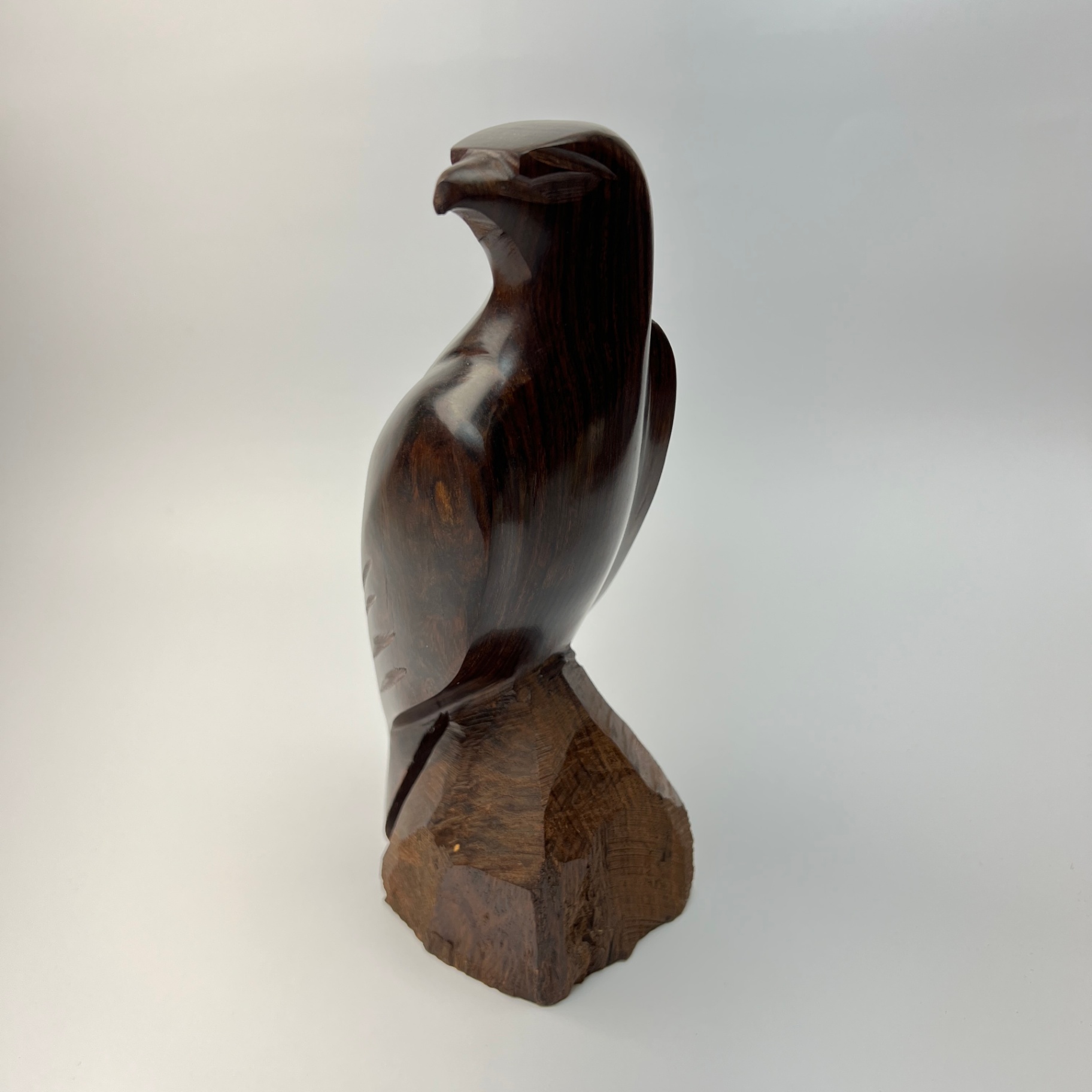 Rosewood Hawk or Eagle Carved Wood Bird Statue Carving Decor Art - image 1 of 5
