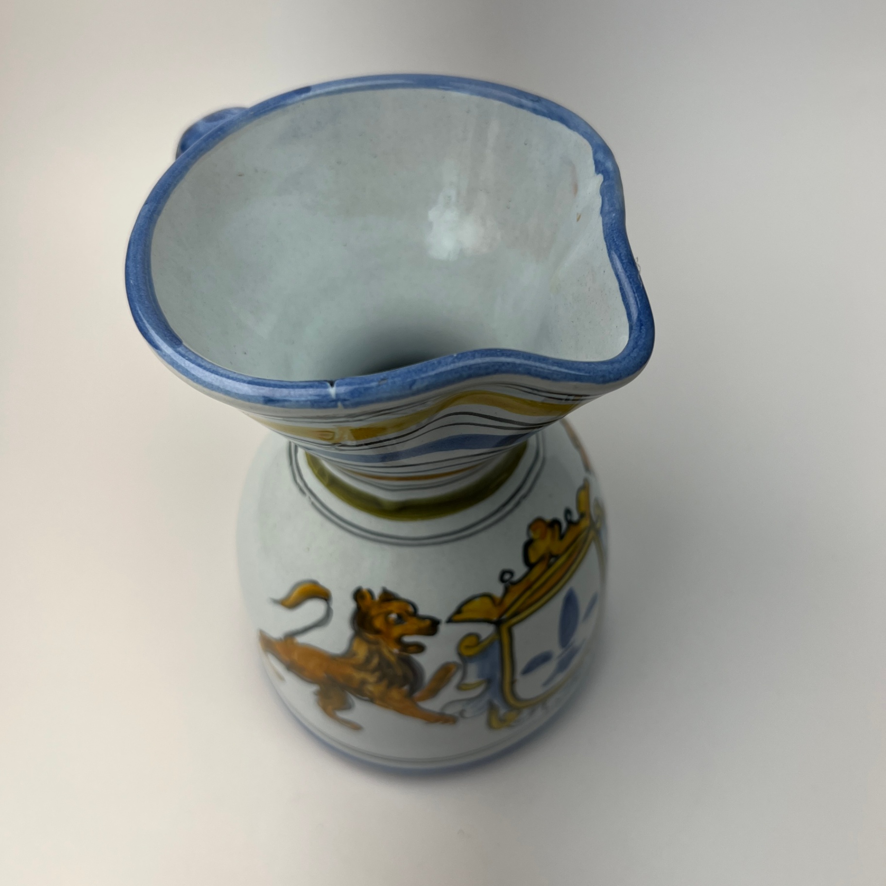 Talavera Spain Jug Wine Pitcher Vase Lions France Quimper French Provincial - image 2 of 7