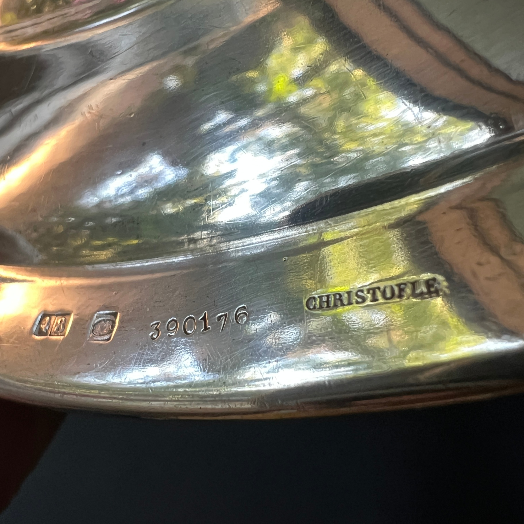 Christofle France Silver Plate Platter EB Monogram Stamped Heavy - image 4 of 9