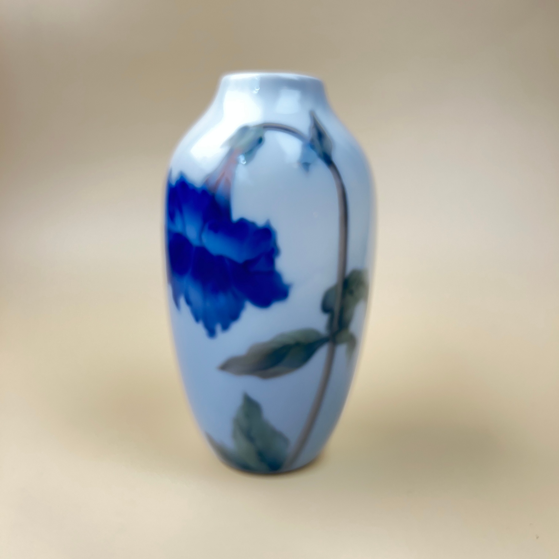 Royal Copenhagen Denmark Signed Numbered Vase Blue Trumpet Flower - image 1 of 7