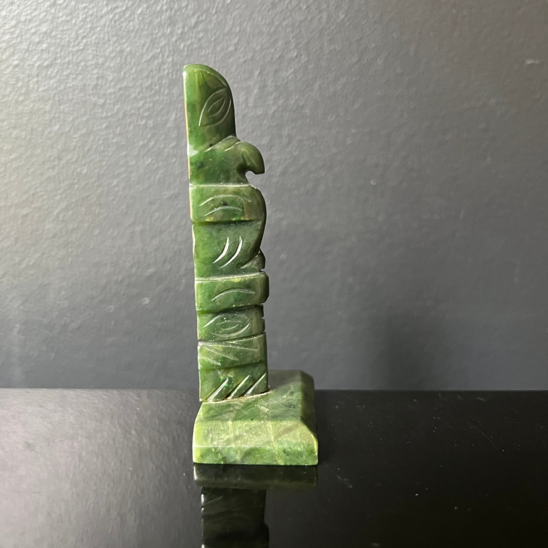 Aventurine Jade Totem Pole Carved Indigenous First Nations Design - image 5 of 7