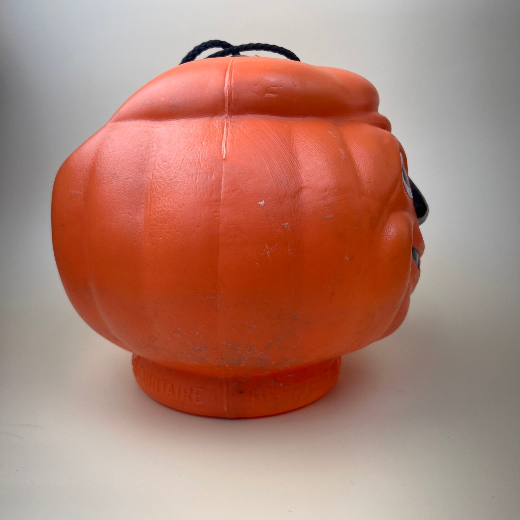 Vintage Halloween Blow Mold Herbie the Safety Pumpkin Candy Pail - image 2 of 7