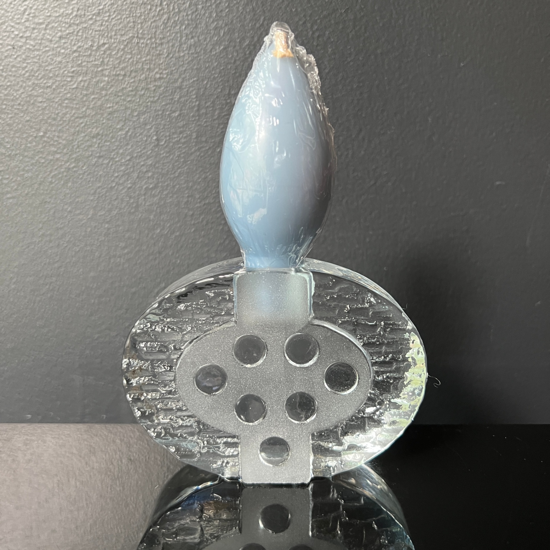 Nybro Glasbruk Sweden Glass Candle Holder MCM With Original Candle  - image 1 of 6