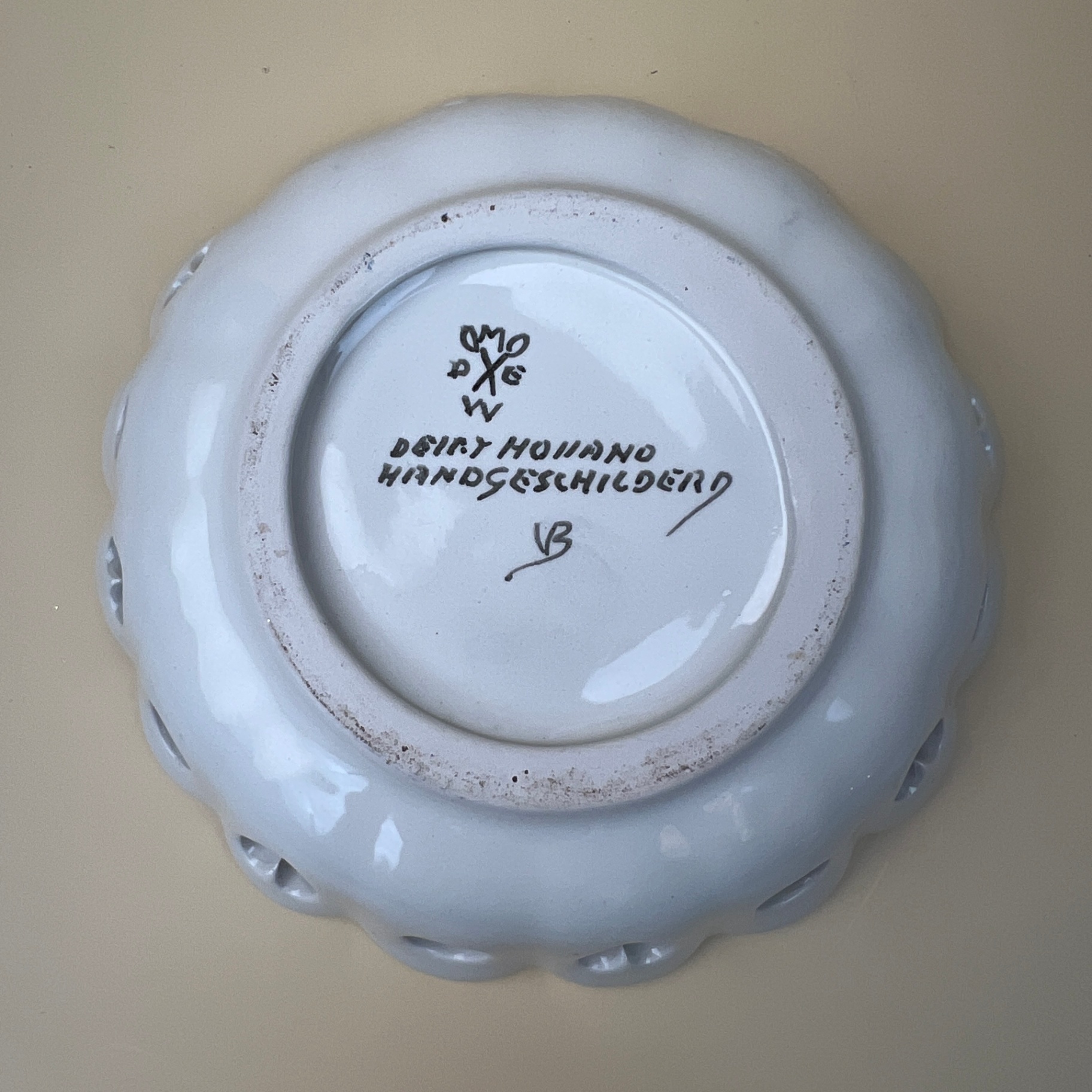 Delft Holland Handpainted Pierced Ceramic Tulip Bowl Dish Signed - image 3 of 5