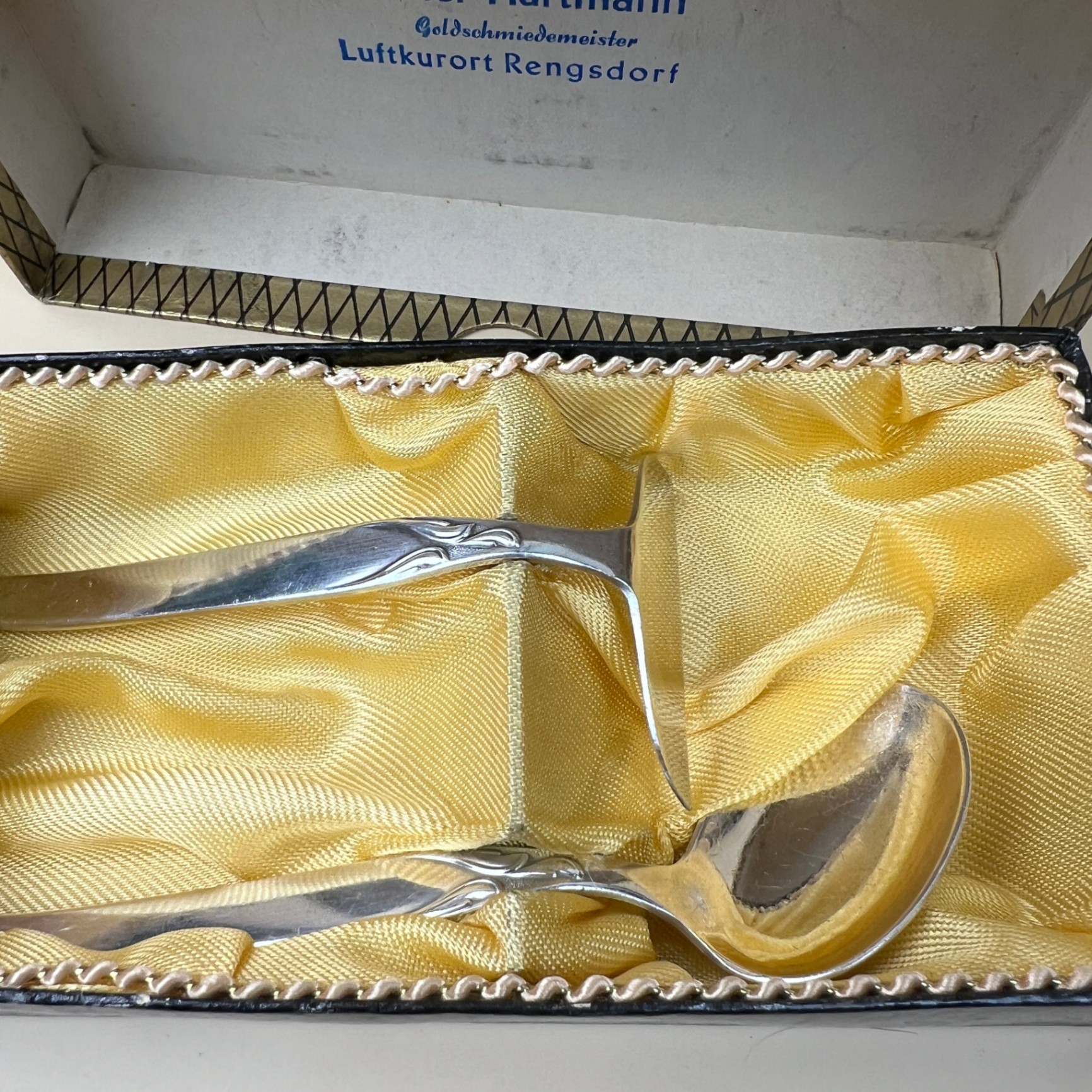 Vintage Childrens Food Pusher and Spoon Set in Box Baby Gift - image 4 of 6