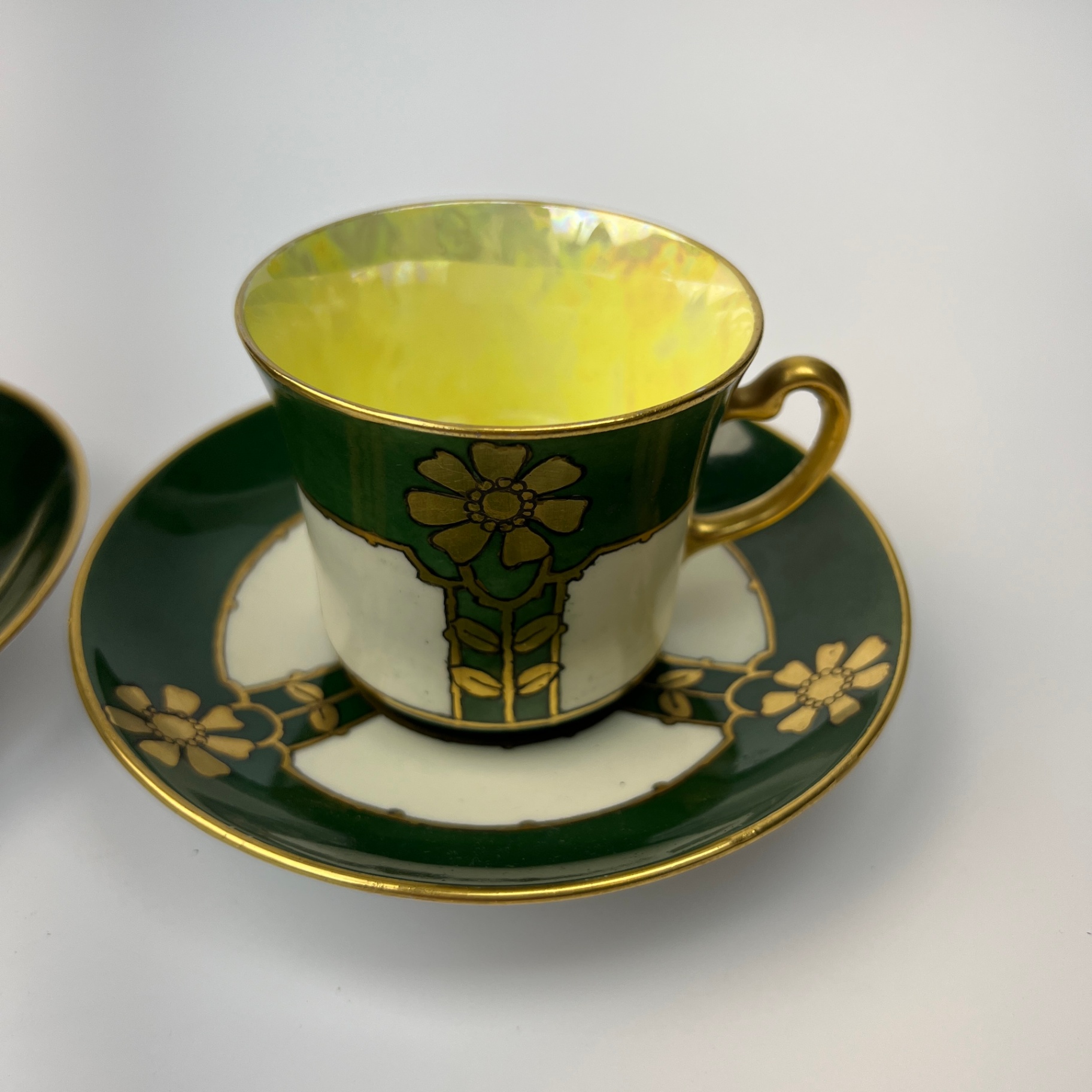 Colclough Irish Themed Hand Painted Teacups and Saucers Green and Gold - image 2 of 10
