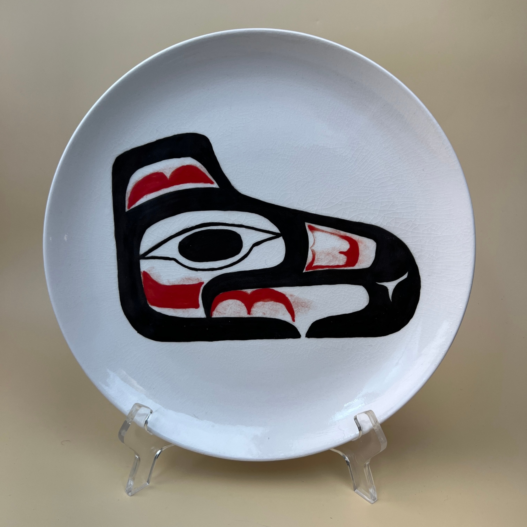 Hand Painted Signed Haida Plate Northwest Coast Ceramic Wall Hanging - image 1 of 6