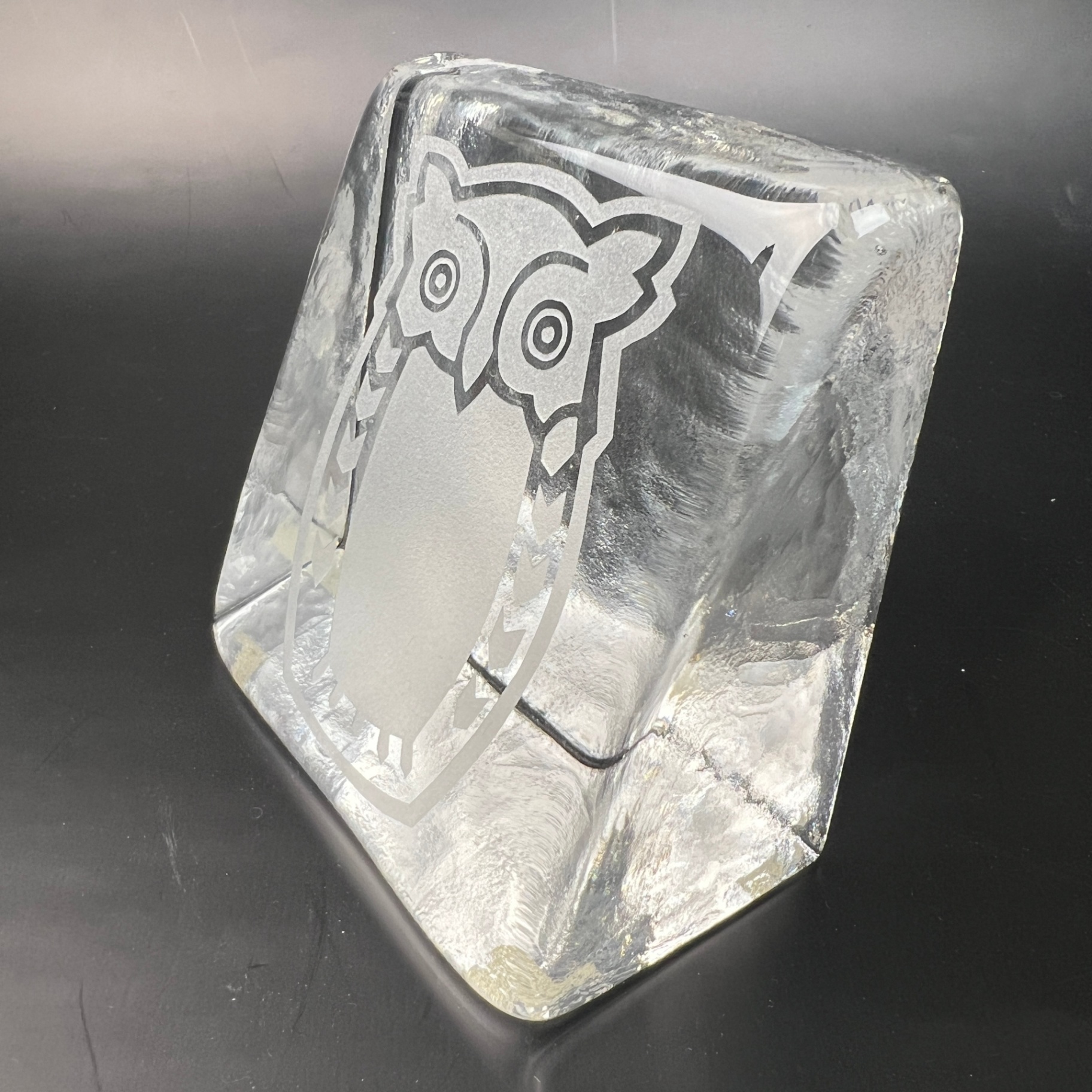 Vintage MCM Owl Paperweight Frosted Glass What a Hoot - image 3 of 5