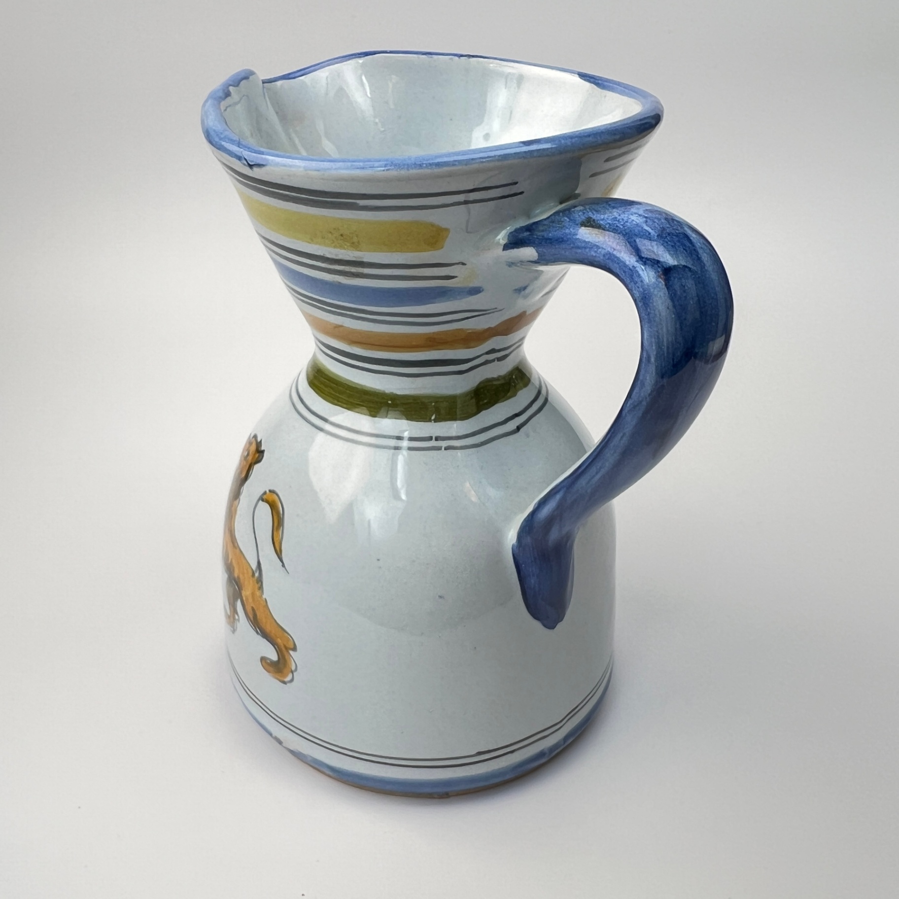 Talavera Spain Jug Wine Pitcher Vase Lions France Quimper French Provincial - image 5 of 7
