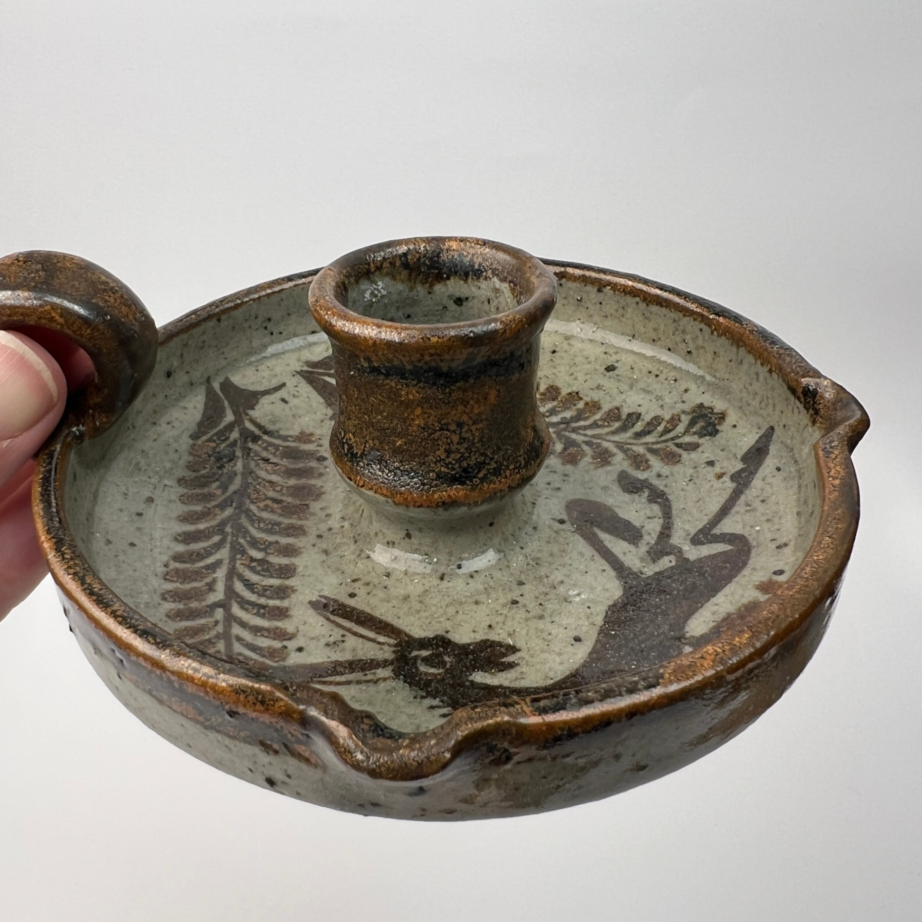 Signed Pottery Candle Holder Lucano Mexico Burro Donkey Hand Painted - image 5 of 6