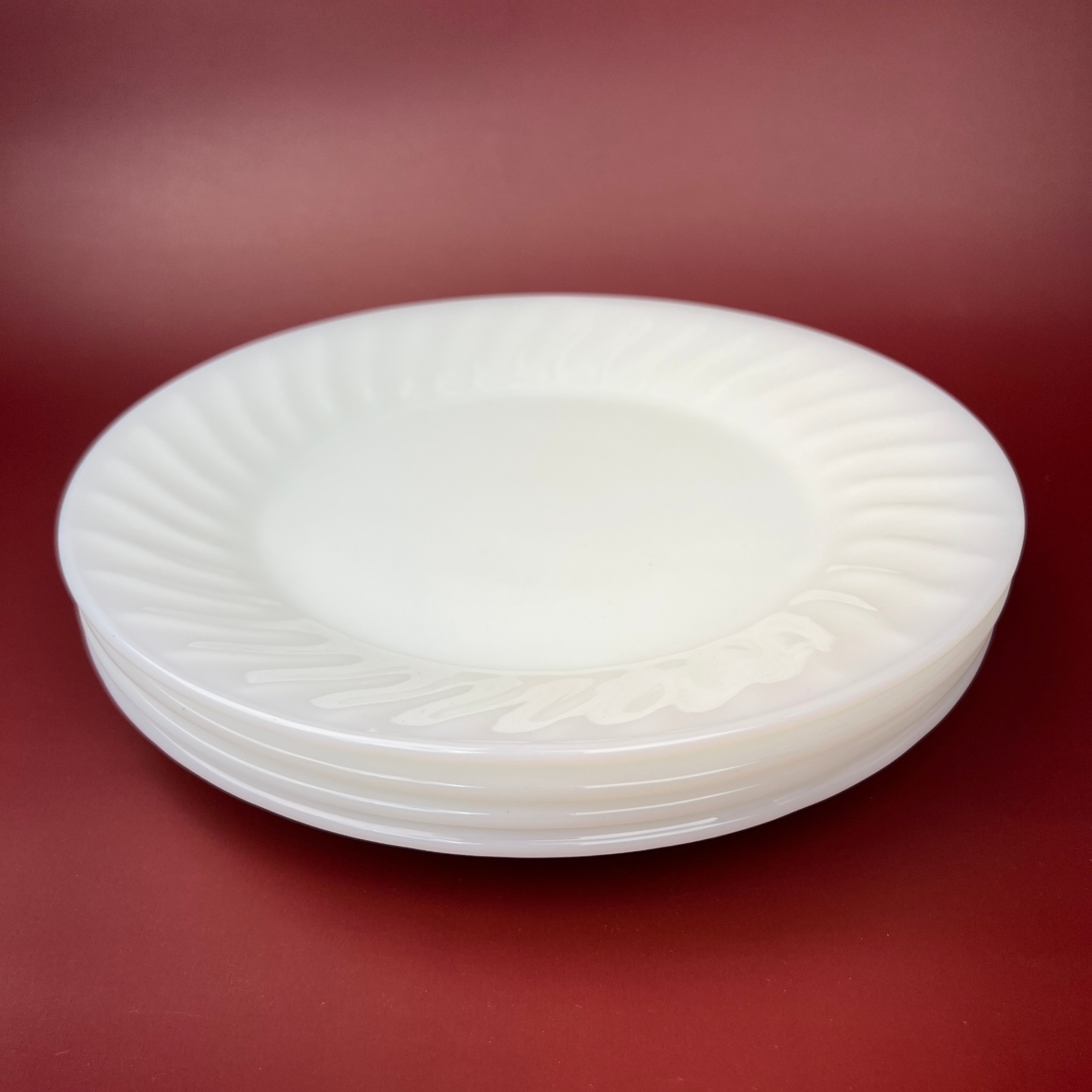 Lot of 4 Fire King Swirl Plates White  - image 1 of 5