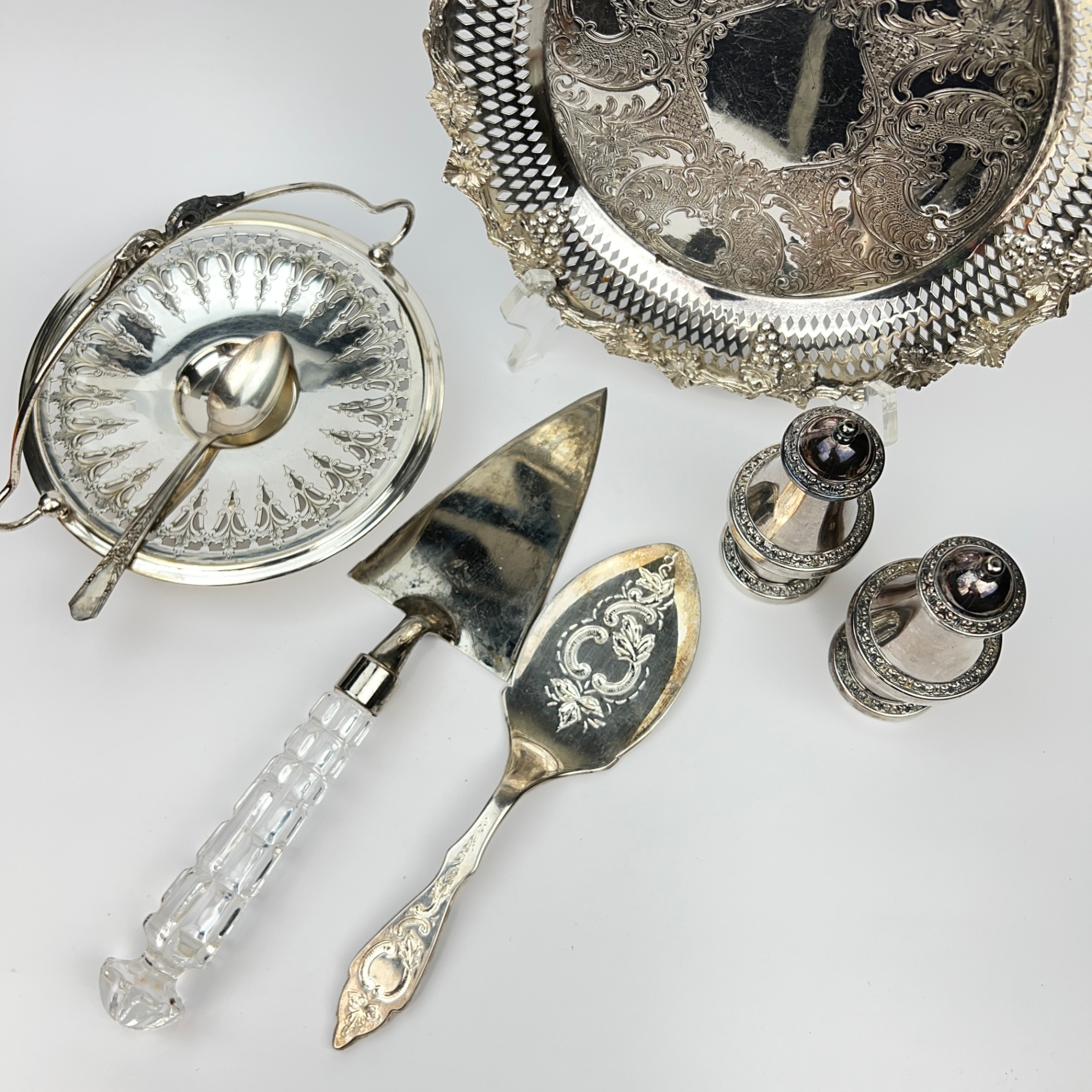 Silver Plate Accessories Fancy Table Scaping Serving Utensils Dishes Shakers - image 3 of 5