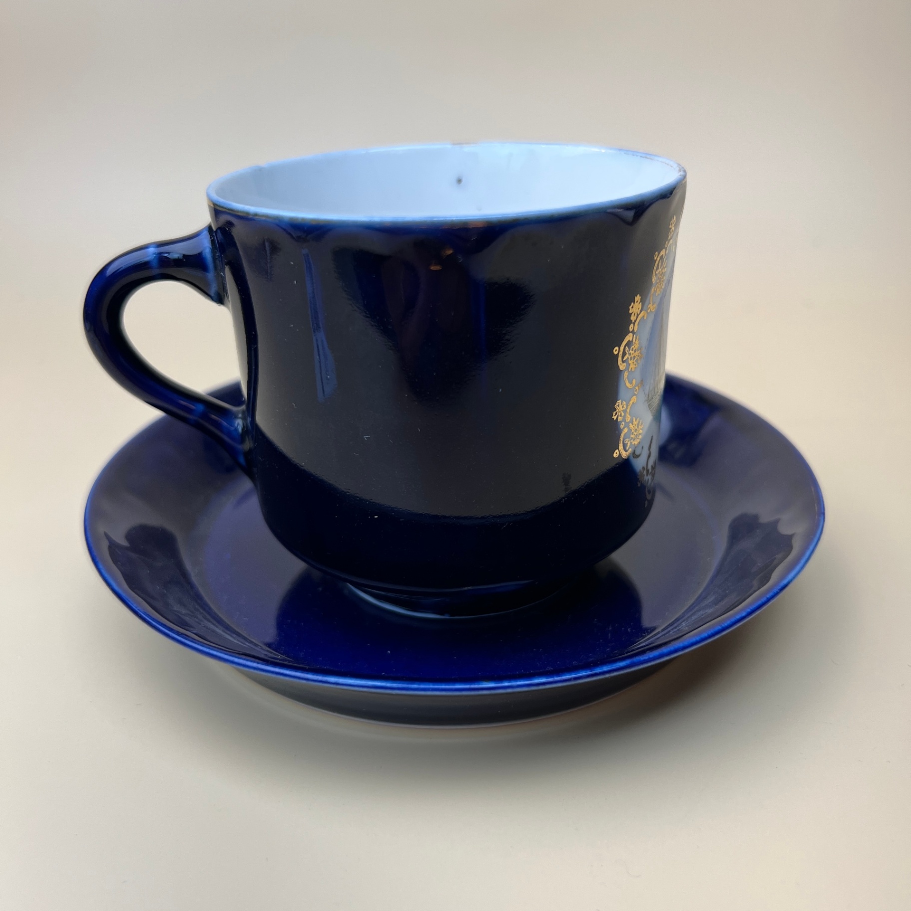 1800s German Porcelain Souvenir Mug Cobalt Blue  - image 3 of 8