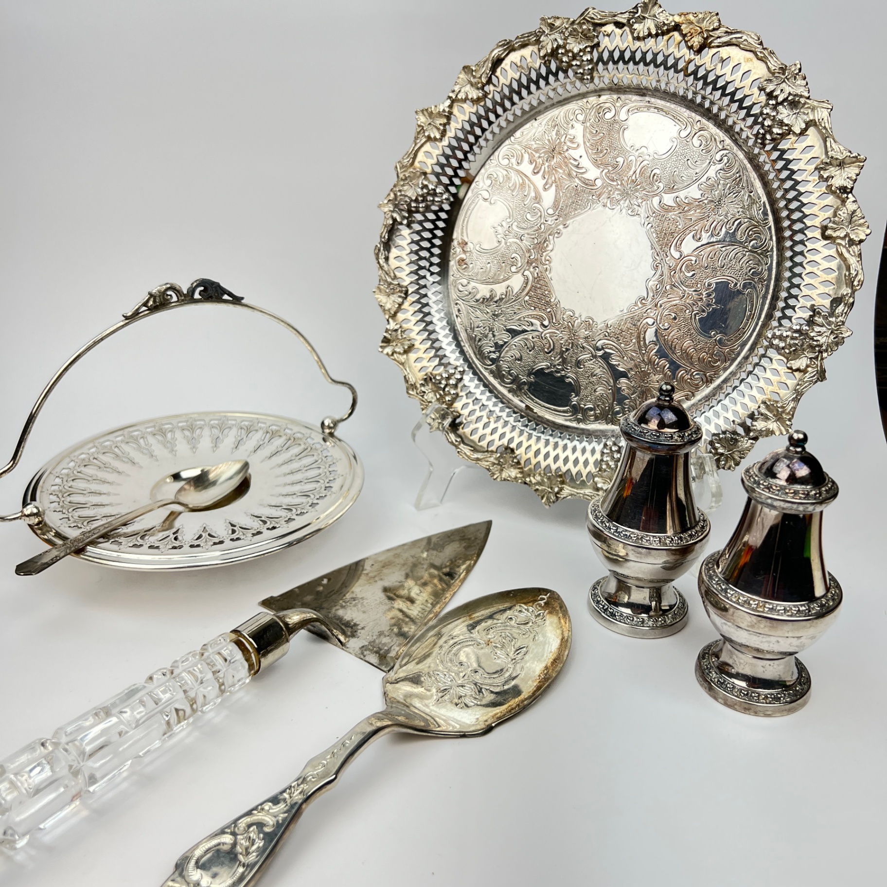 Silver Plate Accessories Fancy Table Scaping Serving Utensils Dishes Shakers - image 1 of 5
