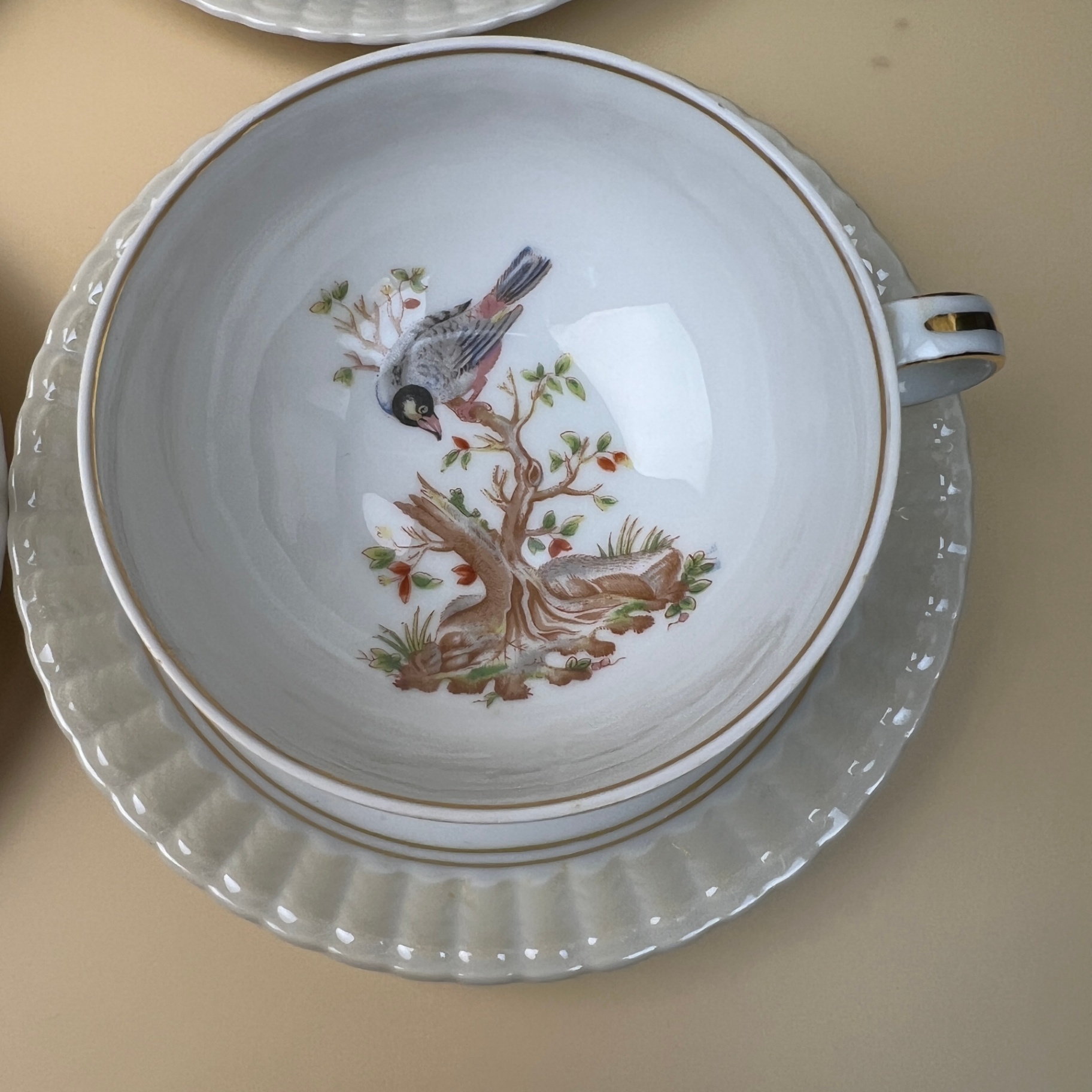 Bernardaud & Co Limoges Fine Porcelain Teacup Set Bird Species 1700s Design - image 4 of 13