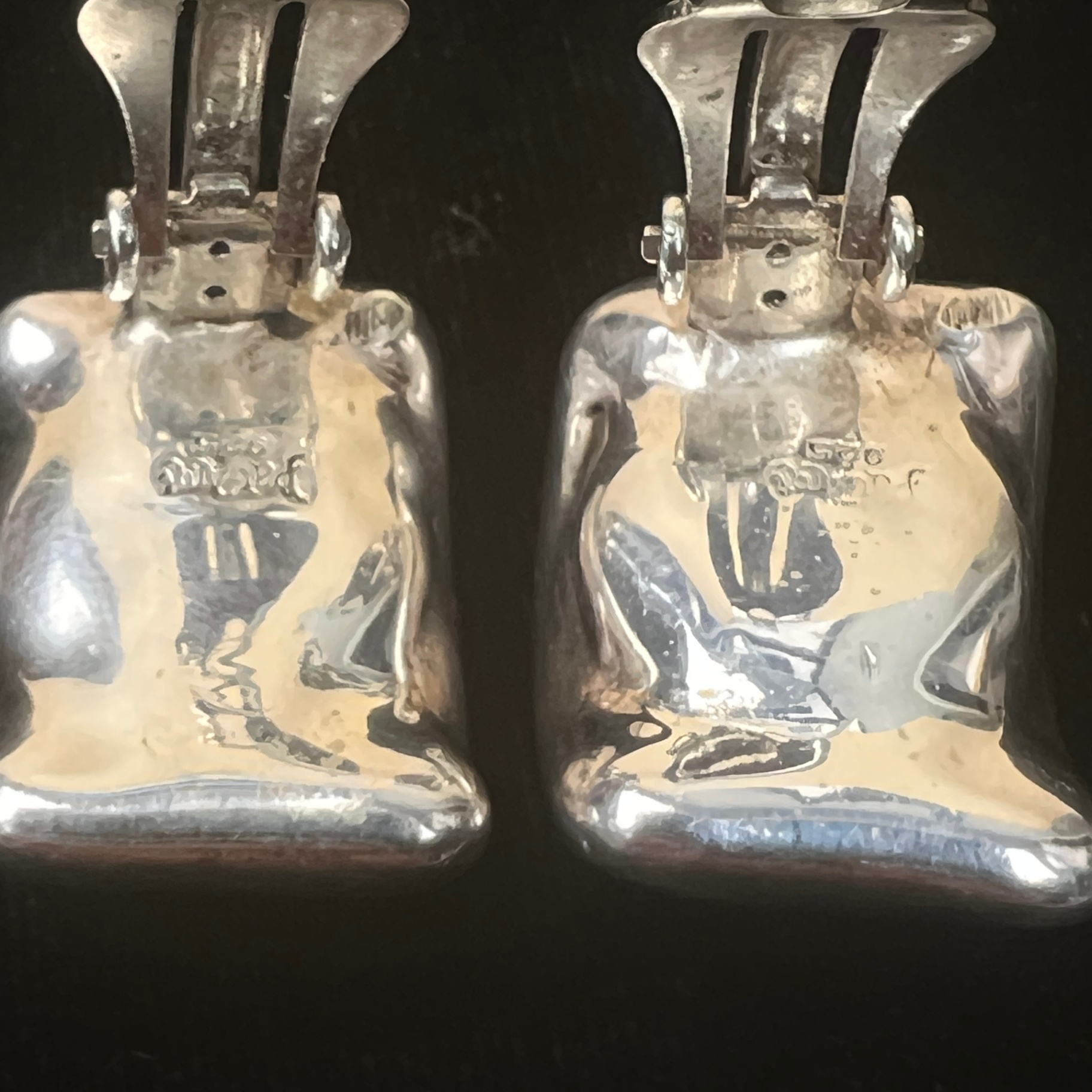Bat Ami Sterling Silver Earrings Puffy Clip On Modernist  - image 4 of 6