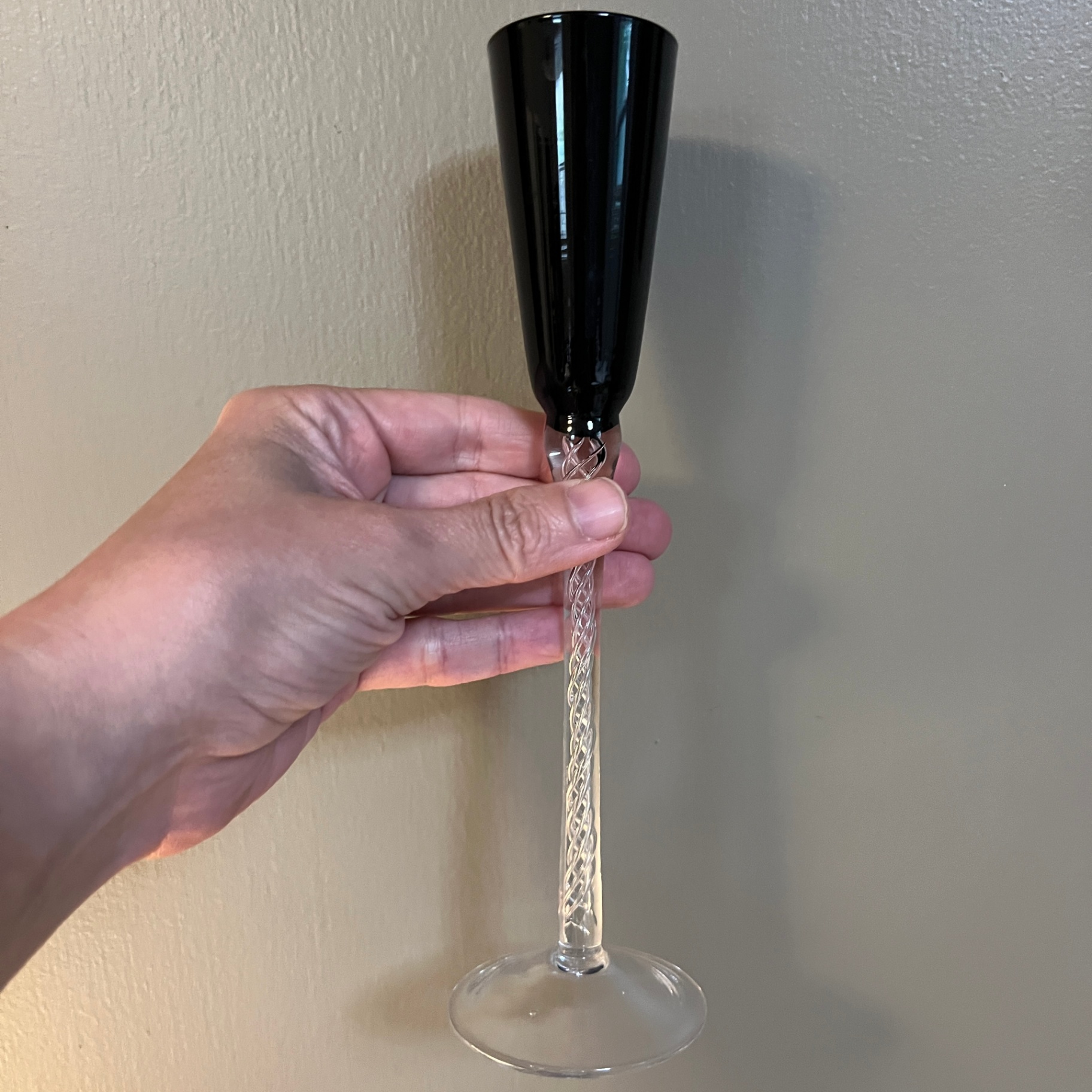 3 Air Twist Stem Jacobite Style Cordial Glasses Black and Clear  - image 4 of 5