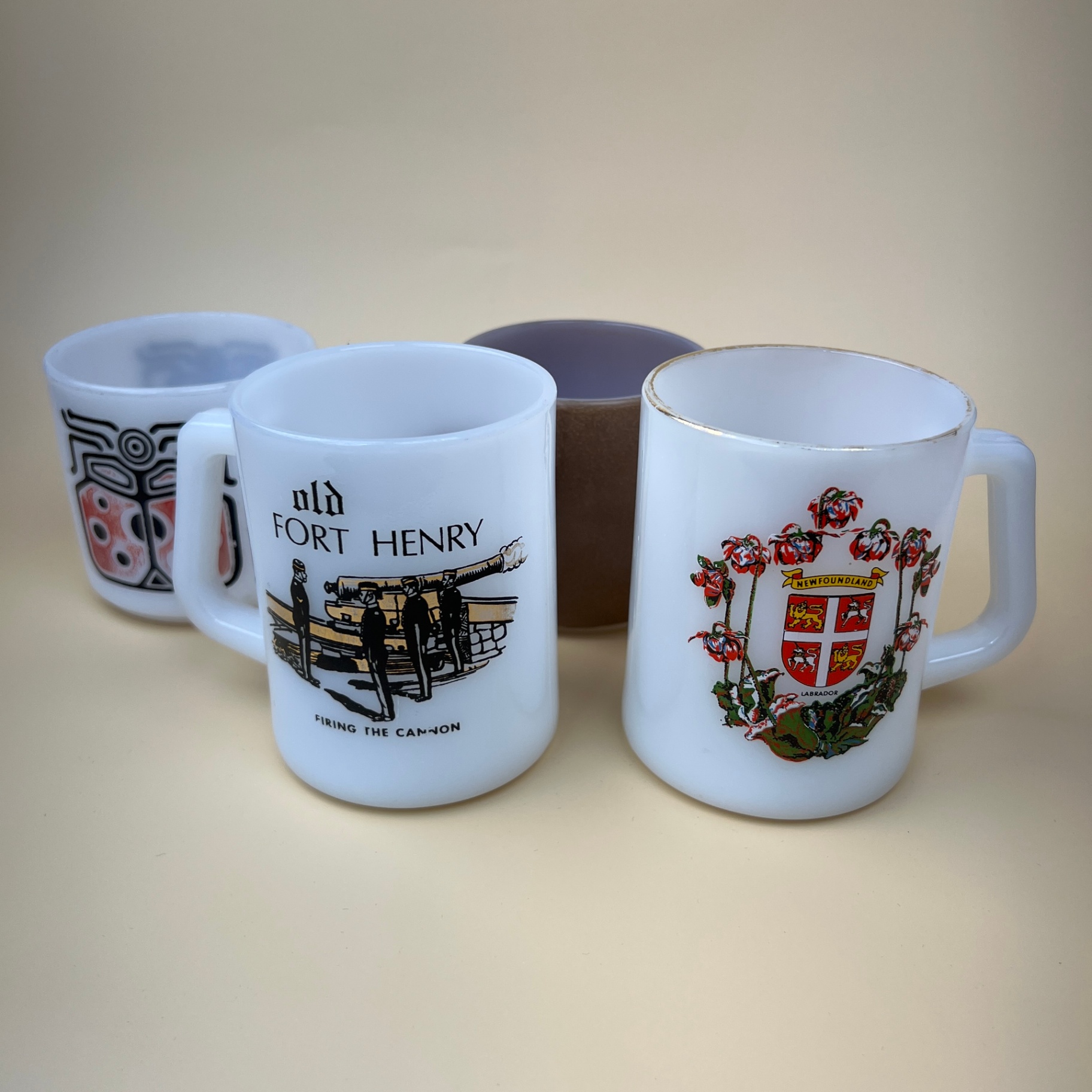 Lot of Vintage Federal Milk Glass Coffee Mugs Fort Henry  - image 1 of 7