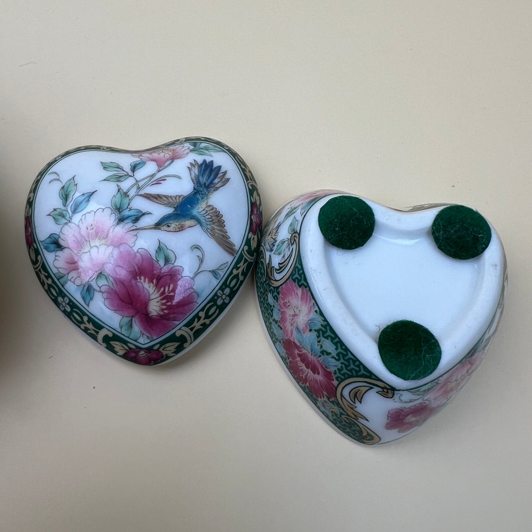2 Small Lidded Porcelain Boxes With Lids Hand Painted - image 5 of 7