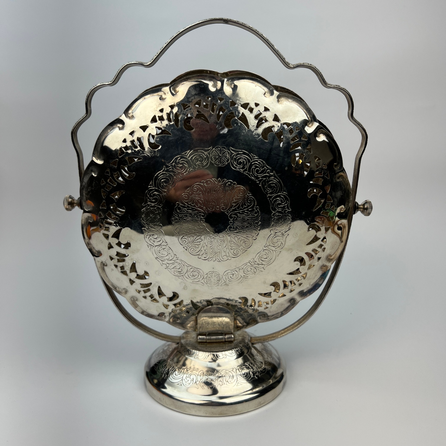 Queen Anne Silver Plated Fold Out Tidbit Tray Petit Fours High Tea Cupcakes Sweets - image 2 of 6