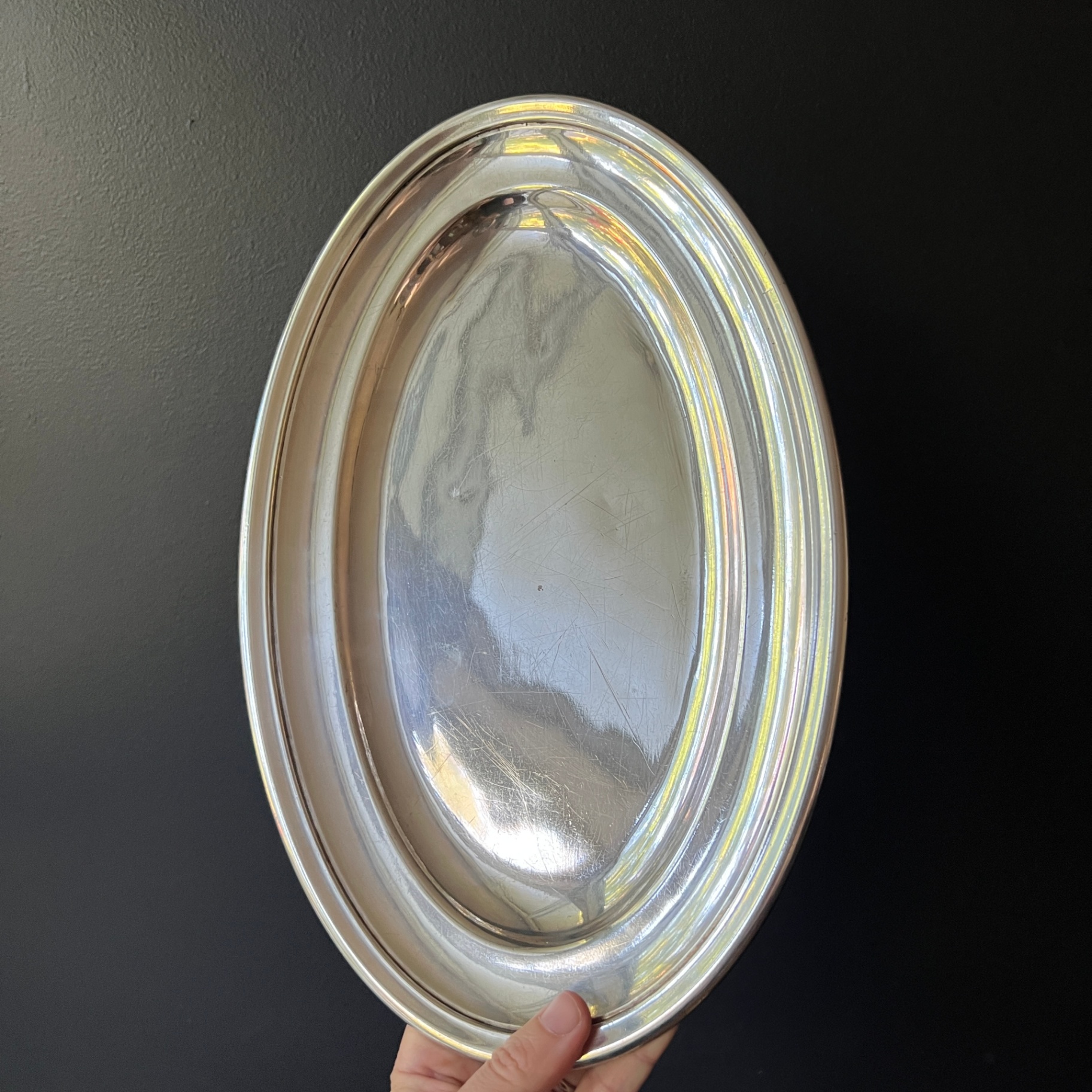 French Silver Plate Metal Blanc Oval Tray Vintage Heavy  - image 6 of 9