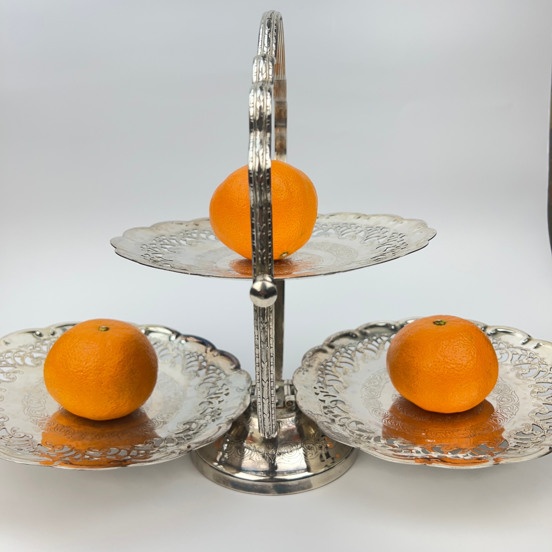 Queen Anne Silver Plated Fold Out Tidbit Tray Petit Fours High Tea Cupcakes Sweets - image 1 of 6