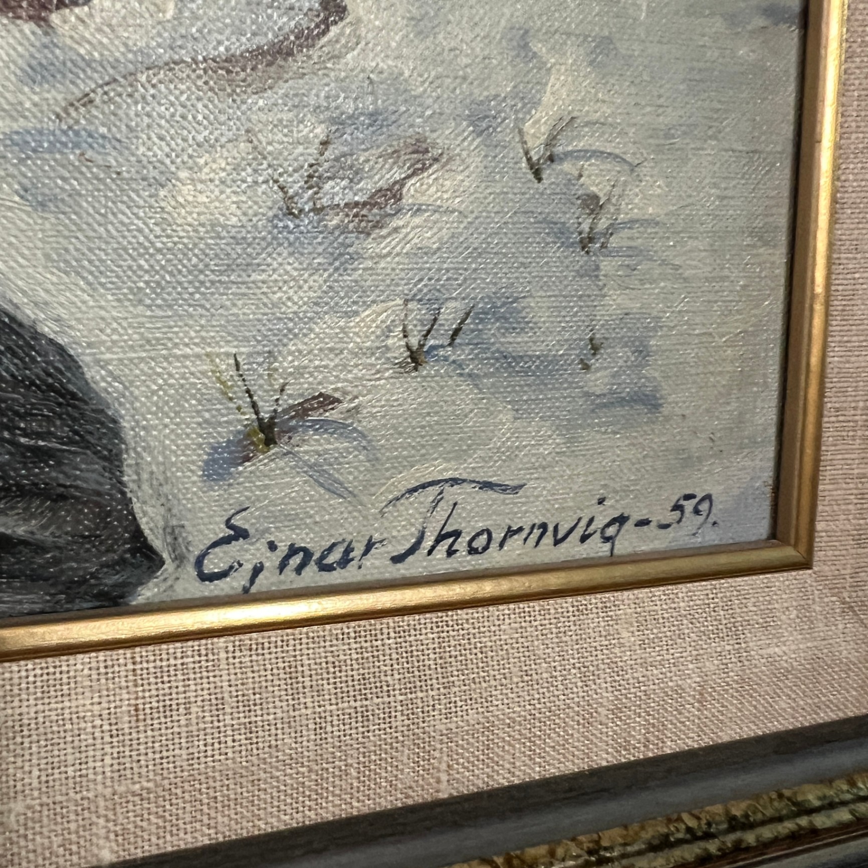 Listed Artist Ejnar Thornvig Original Painting Winter Scene - image 3 of 9
