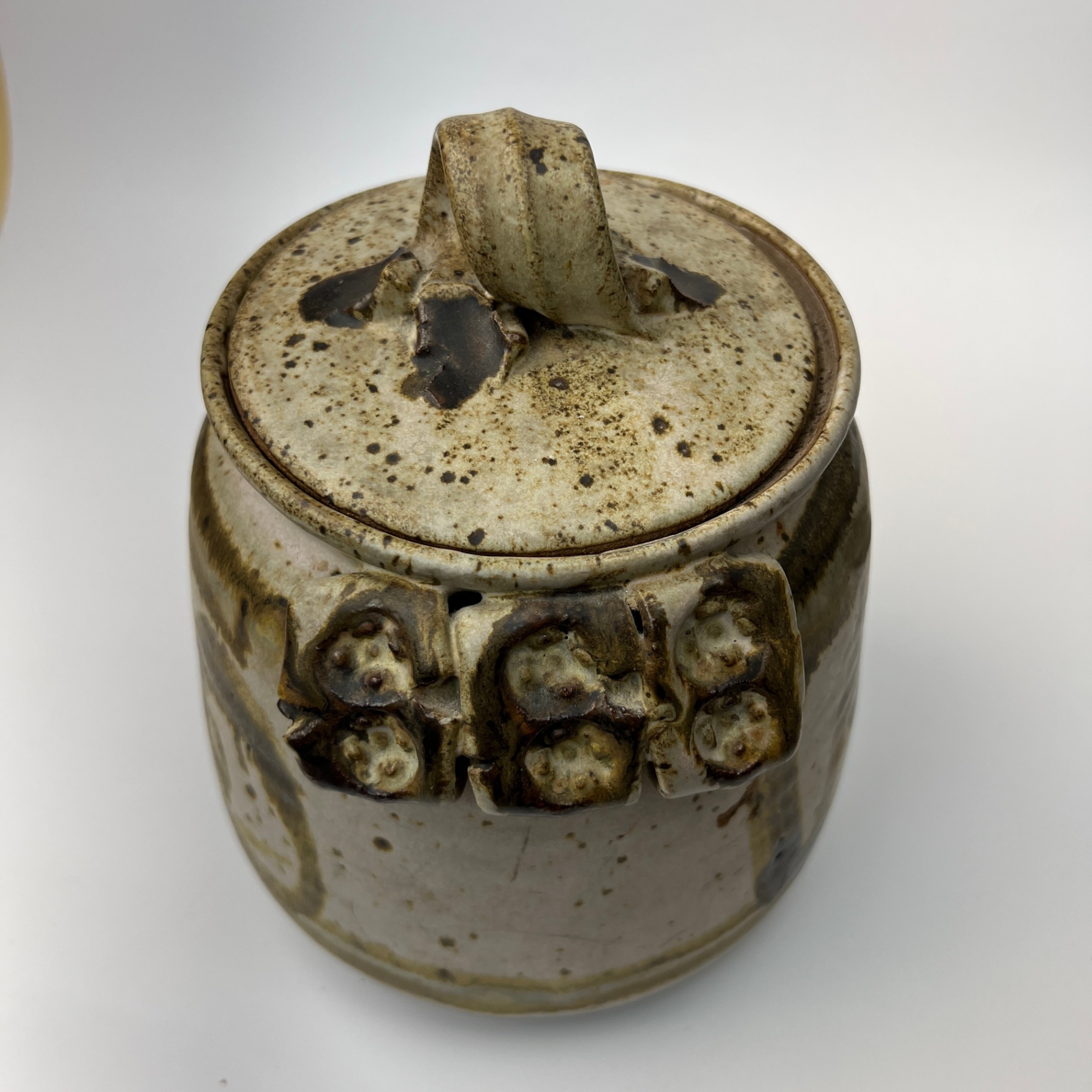 Large Brutalist Studio Pottery Ceramic Cookie Jar Earthy Handmade Ceramic - image 5 of 8