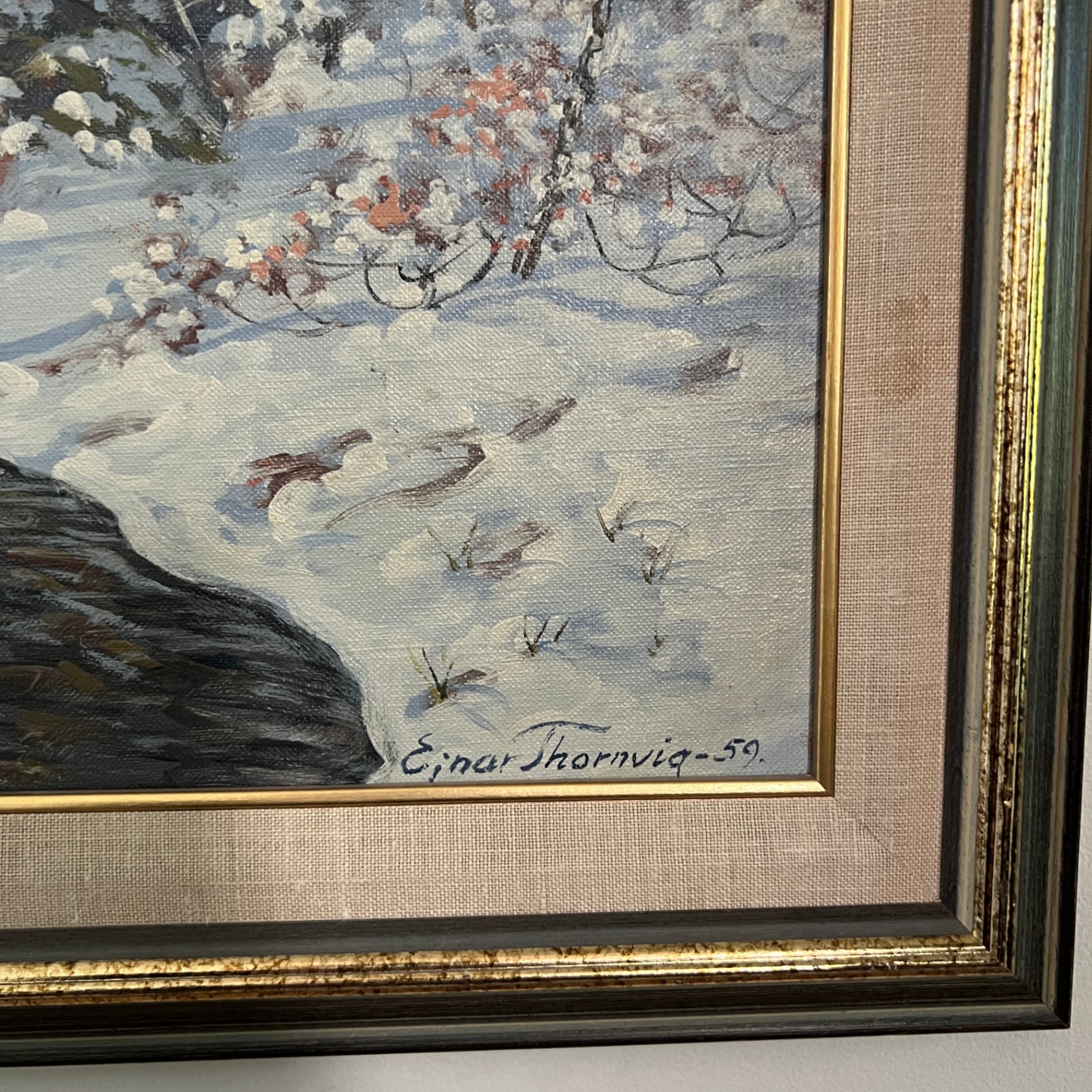 Listed Artist Ejnar Thornvig Original Painting Winter Scene - image 6 of 9