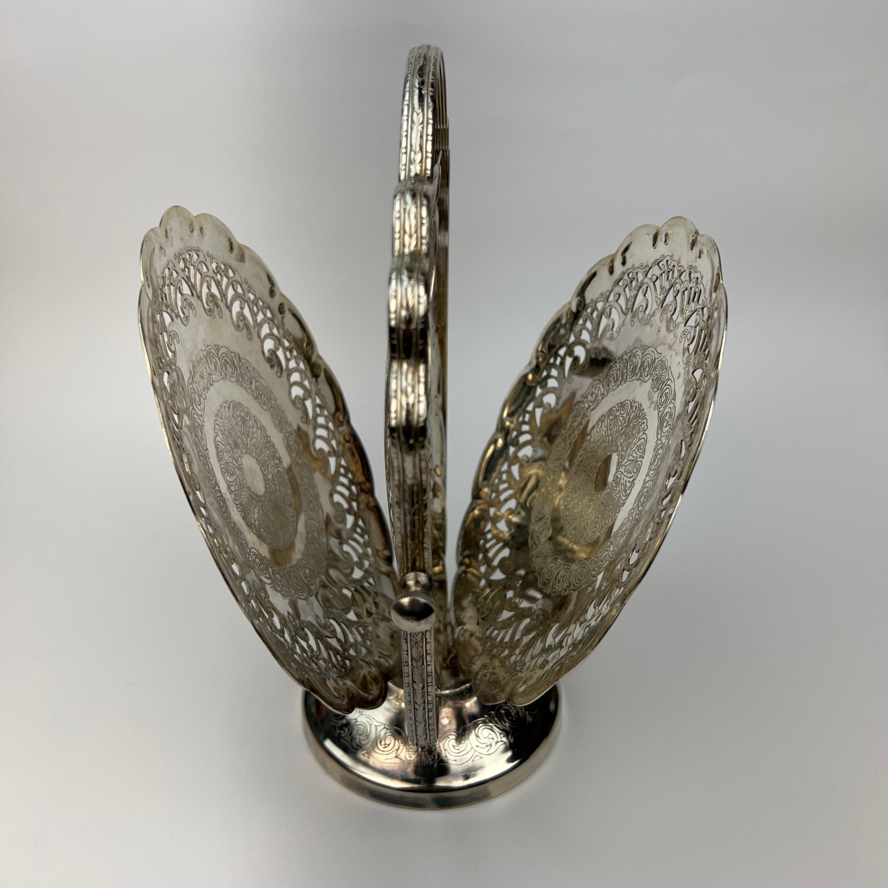 Queen Anne Silver Plated Fold Out Tidbit Tray Petit Fours High Tea Cupcakes Sweets - image 3 of 6