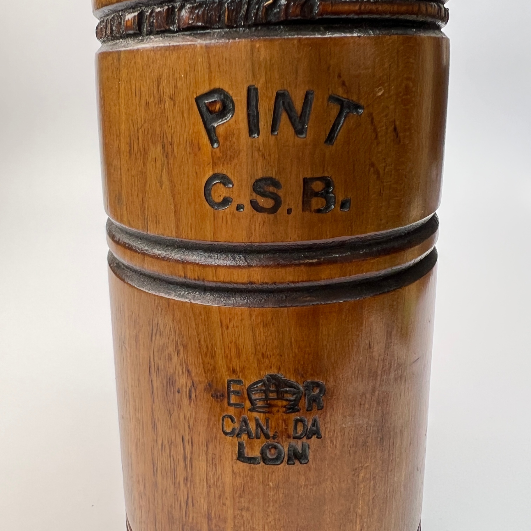 Vintage Canadian Spool and Bobbin Walkerton Wooden Pint Mug Vase Rustic Decor - image 7 of 8