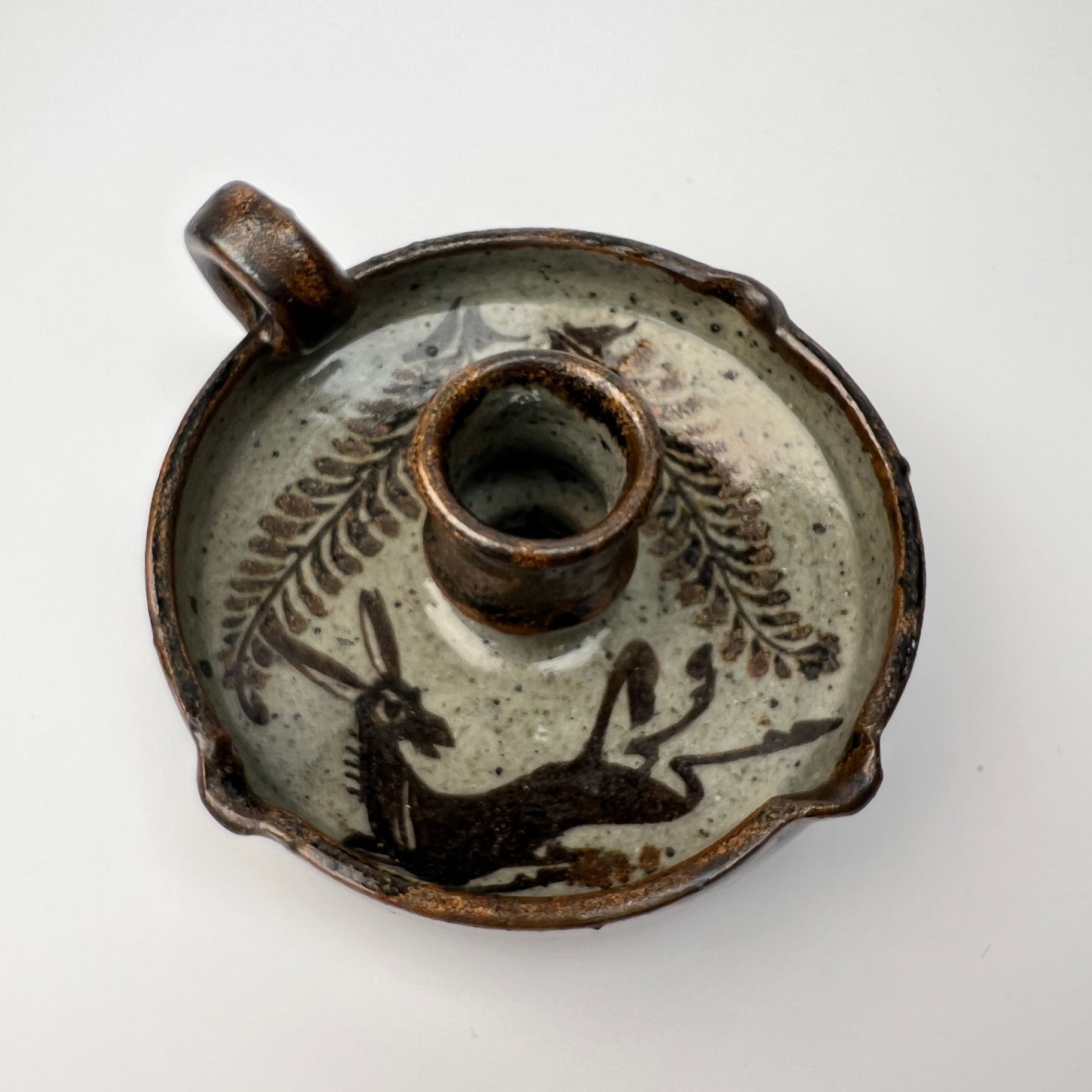 Signed Pottery Candle Holder Lucano Mexico Burro Donkey Hand Painted - image 1 of 6