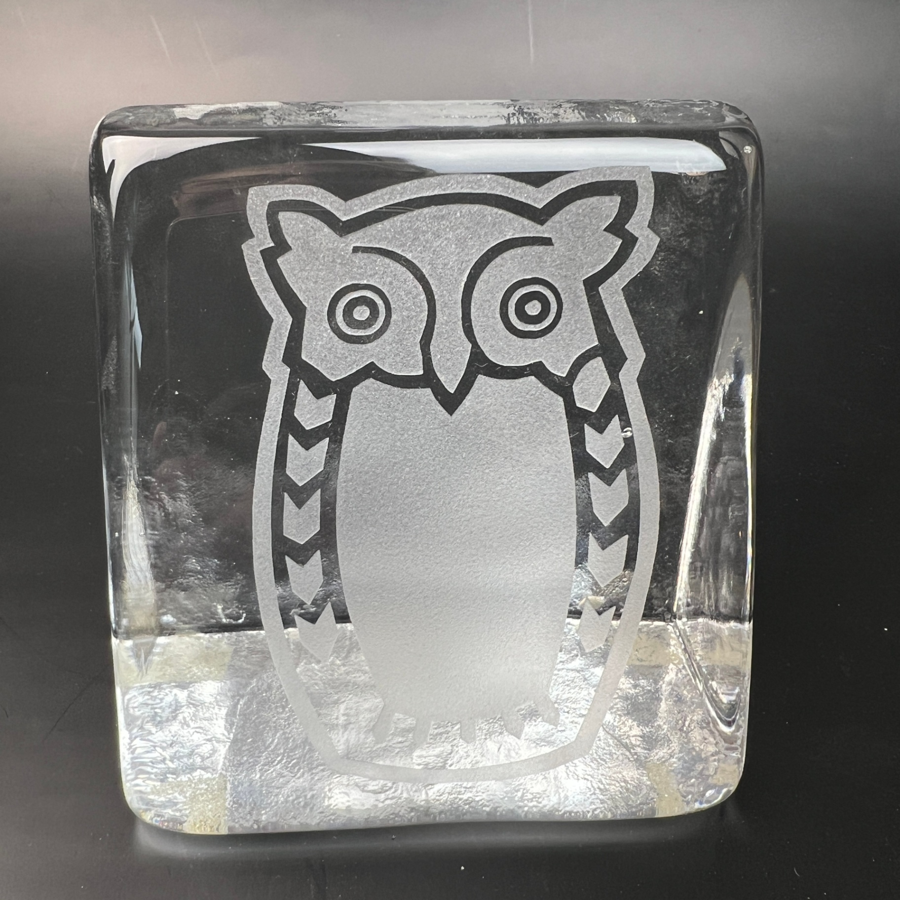 Vintage MCM Owl Paperweight Frosted Glass What a Hoot - image 2 of 5