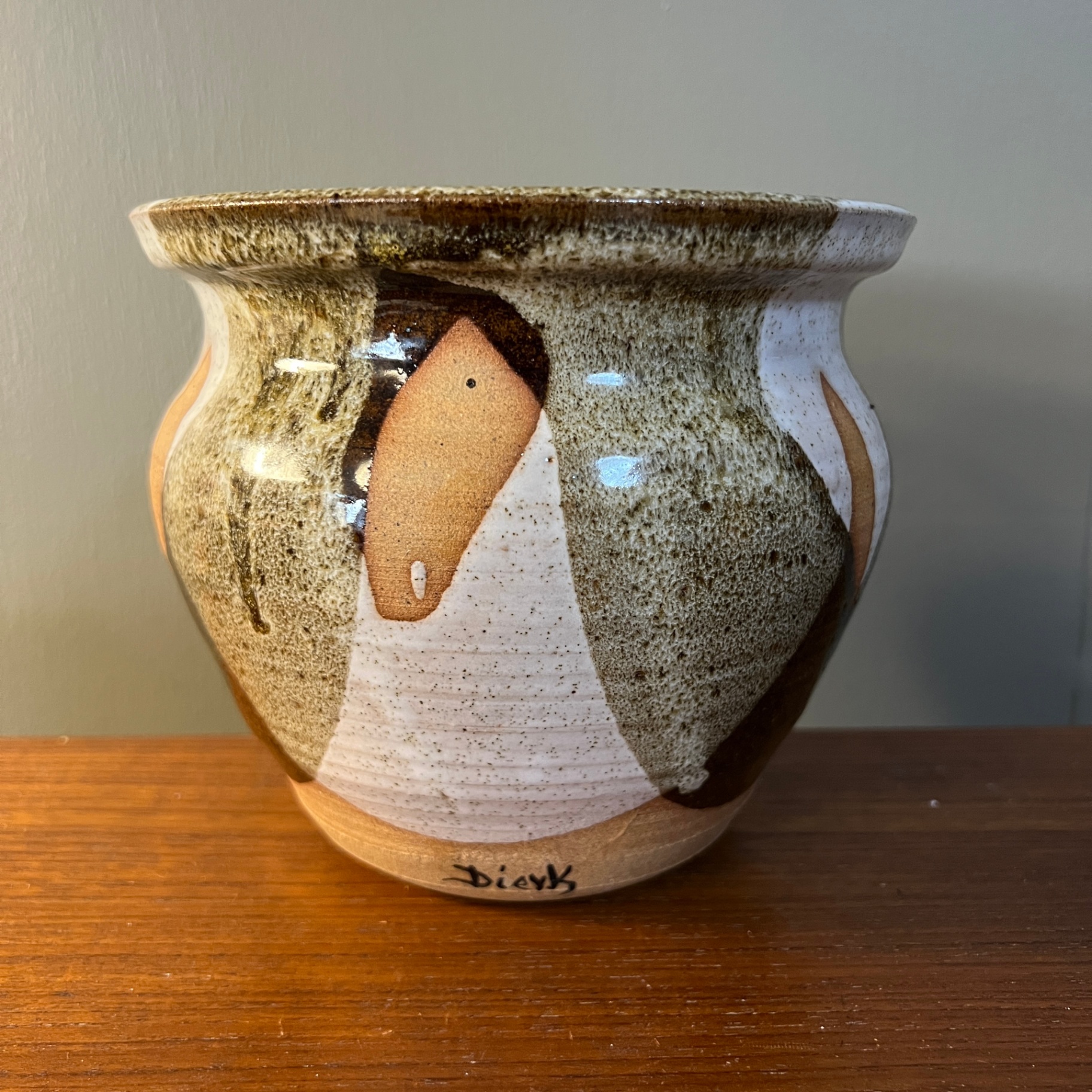 Signed Studio Art Pottery Planter Dierk Earth Tones Plant Pot - image 1 of 6