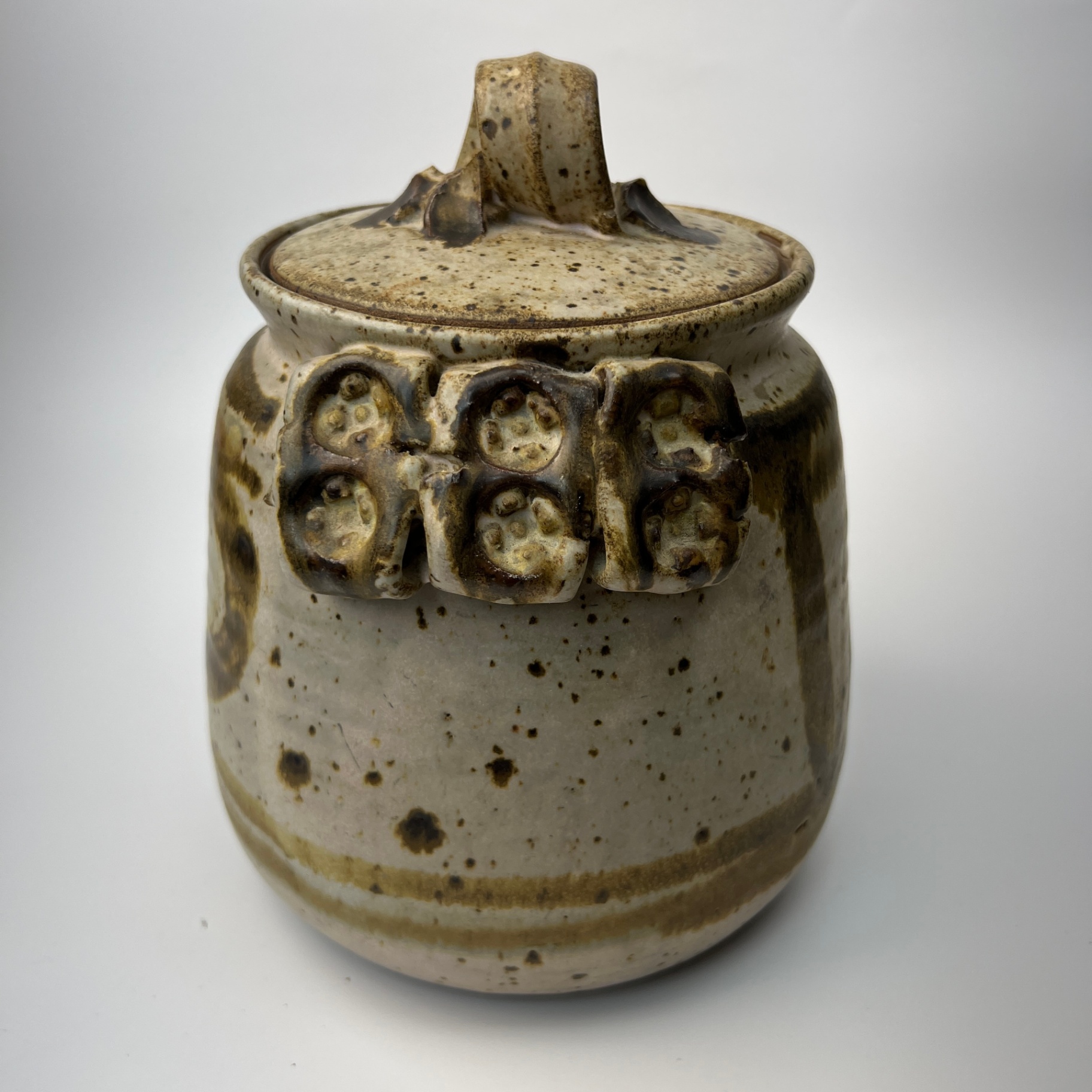 Large Brutalist Studio Pottery Ceramic Cookie Jar Earthy Handmade Ceramic - image 3 of 8